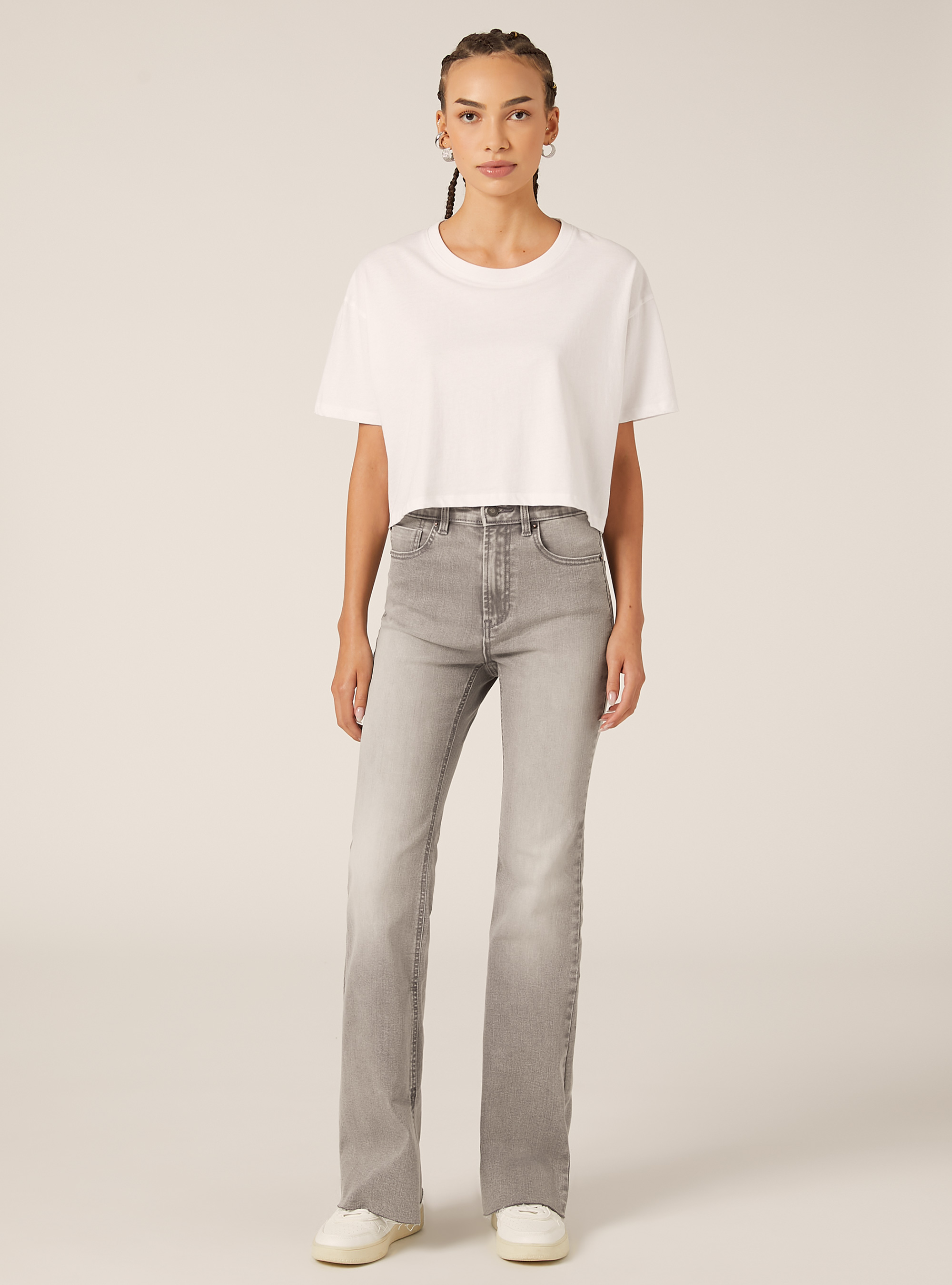 High-waisted flare jeans, D00G GREY