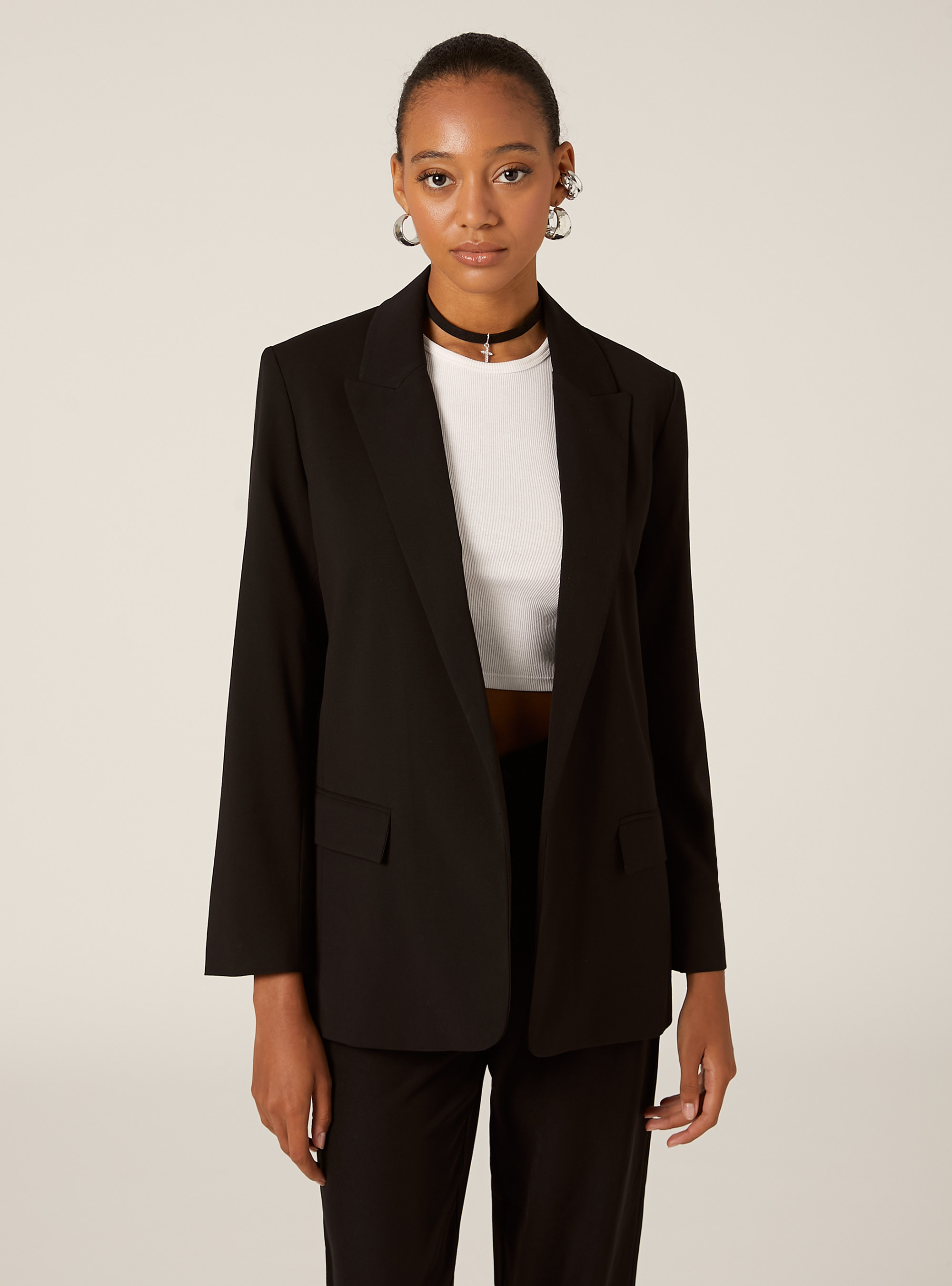 Blazer abierto de sastrería, BK1 BLACK