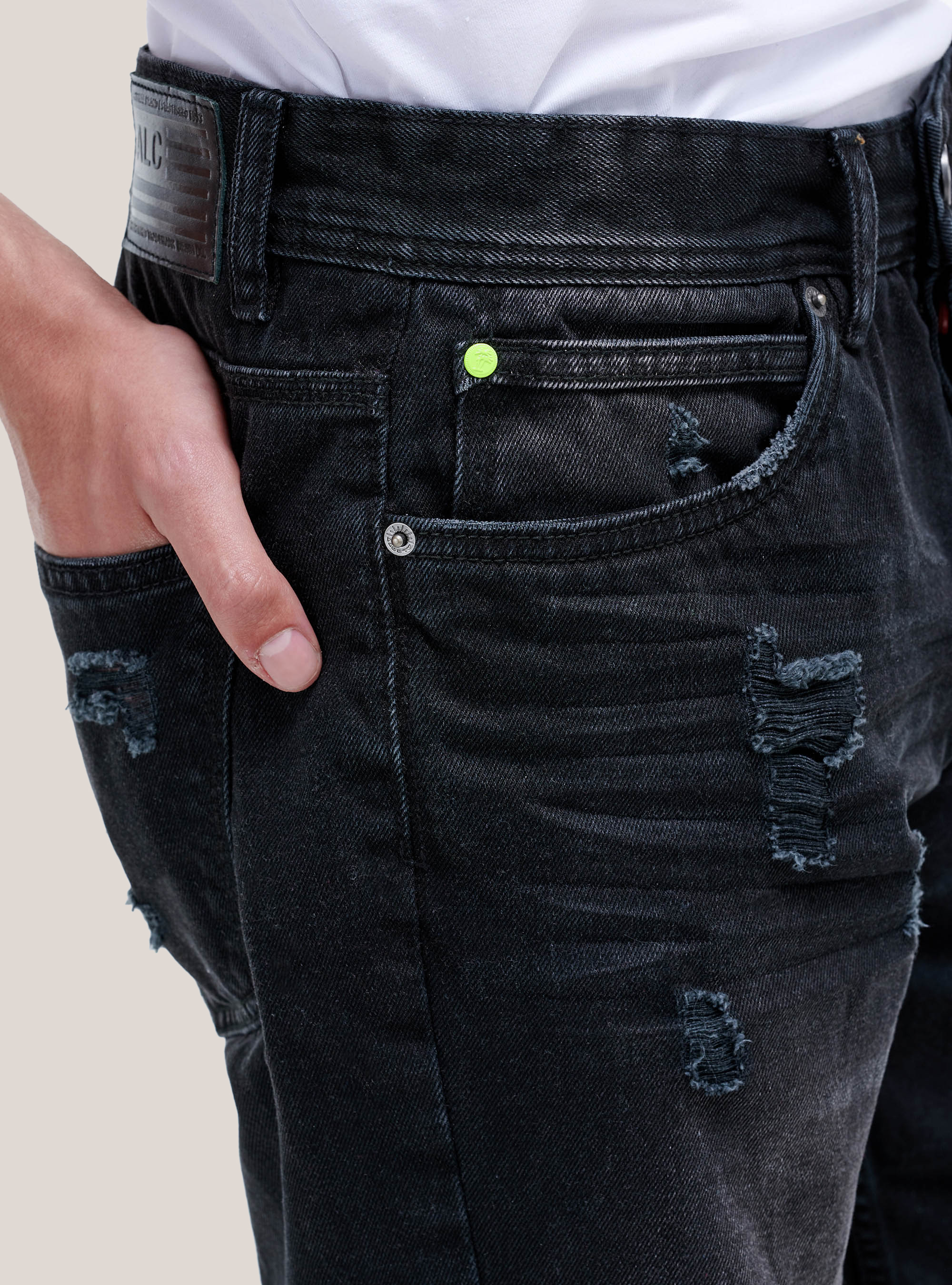 Pantalones cortos con roturas, NEGRO