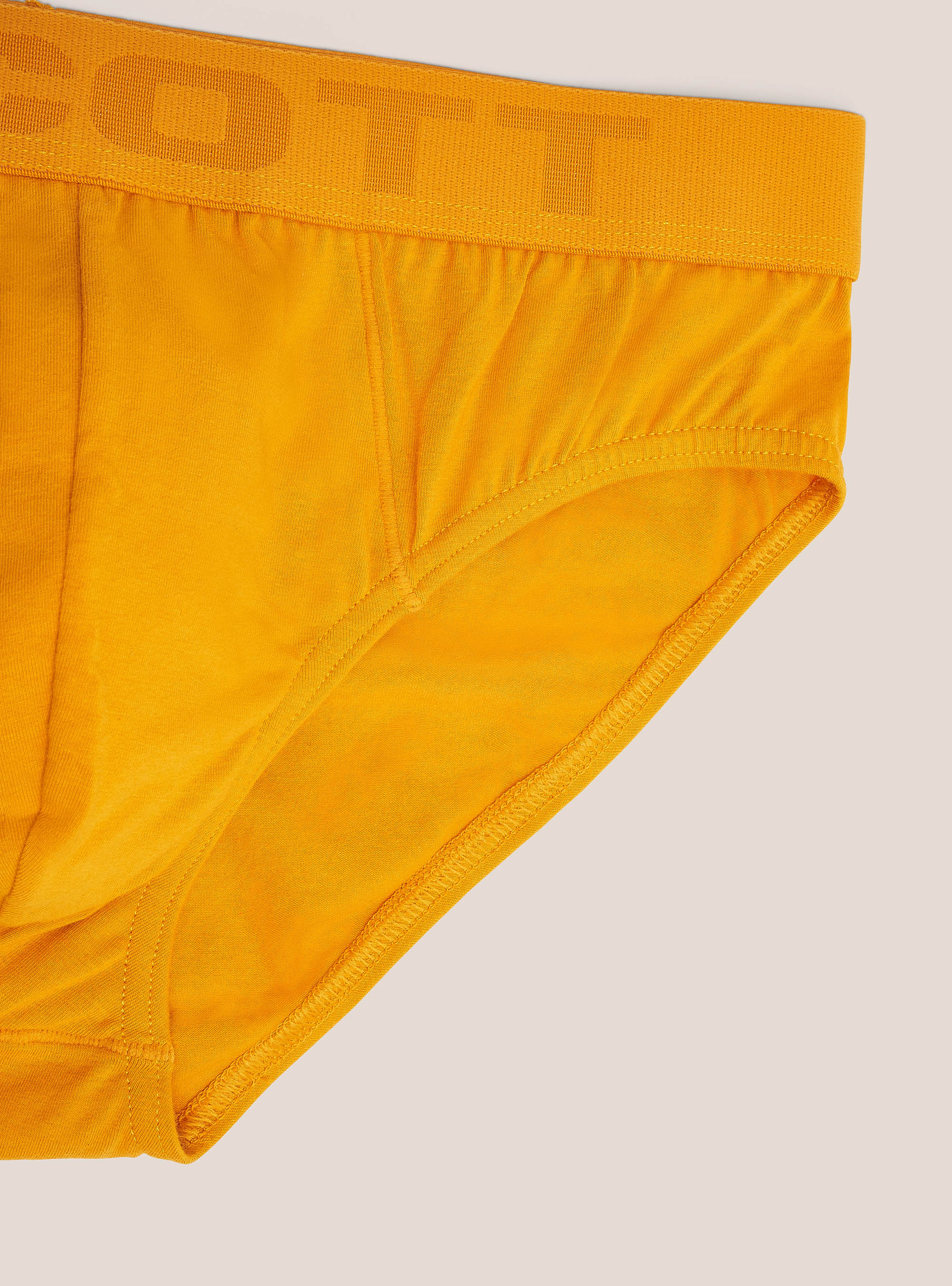 Slip en coton élastique avec logo, C7751 SENAPE