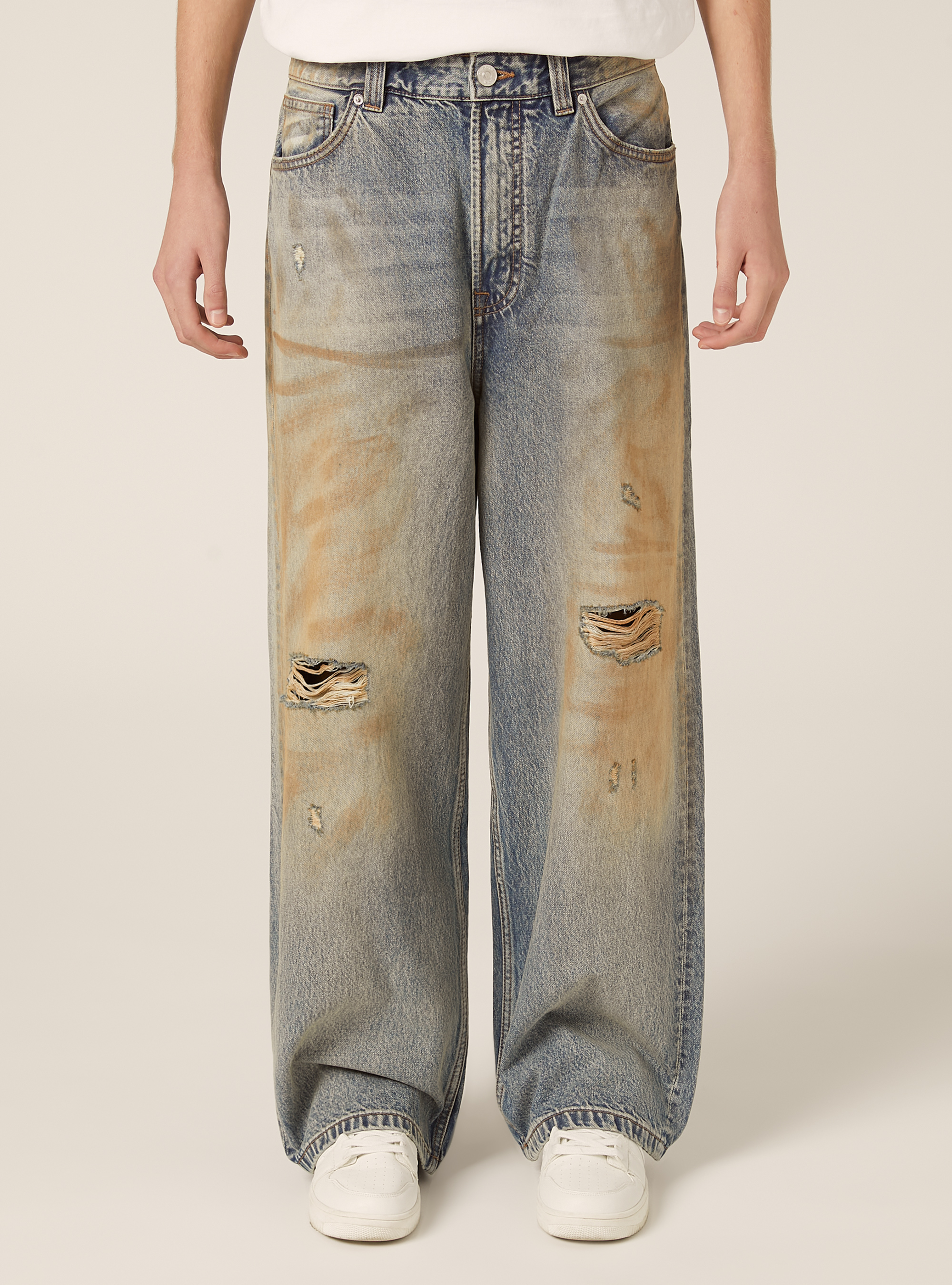 Jeans baggy effet délavé, D202 AZZURRE LIGHT OVERDYE