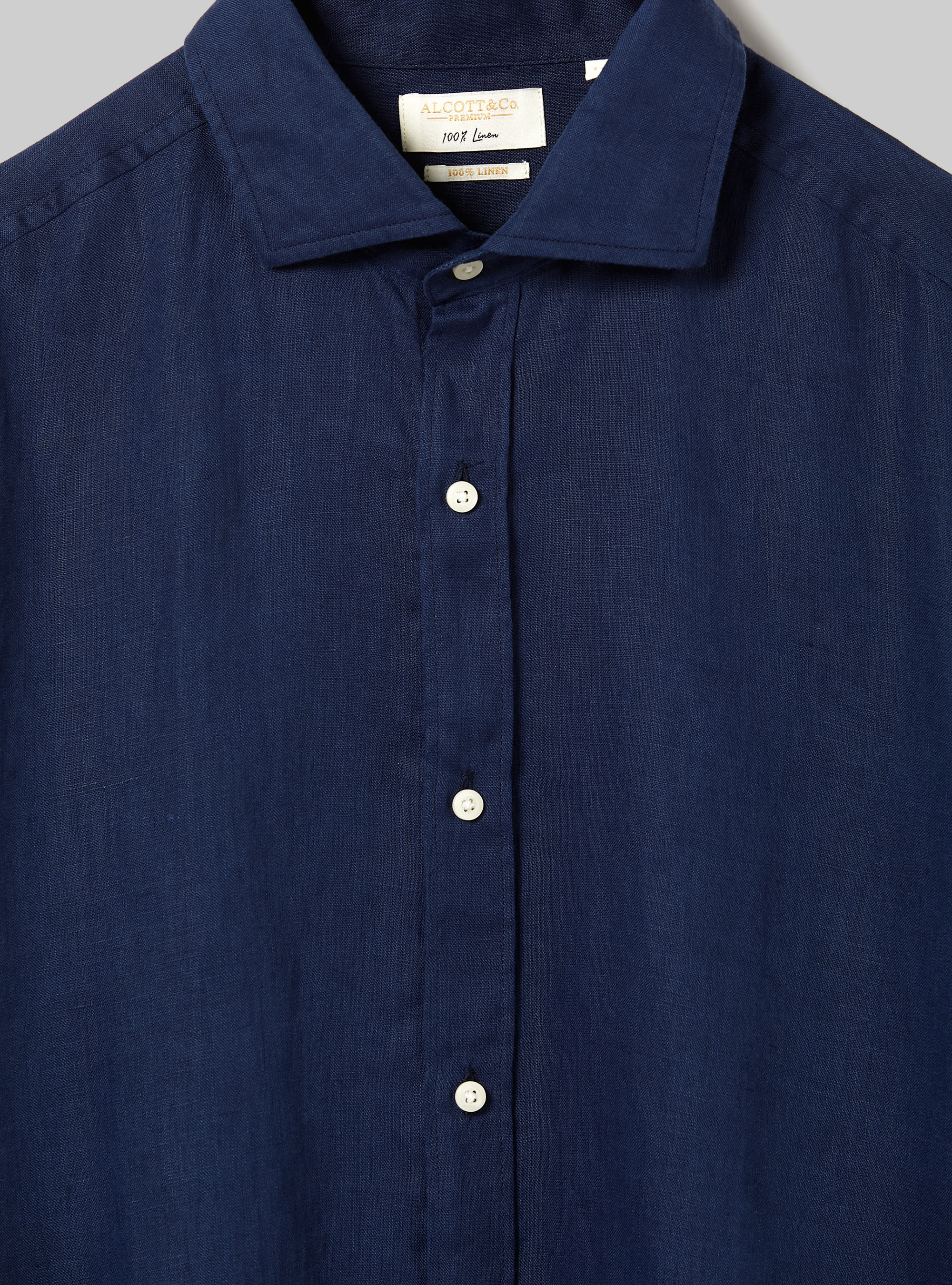 Long-sleeved pure linen shirt, NA2 NAVY MEDIUM