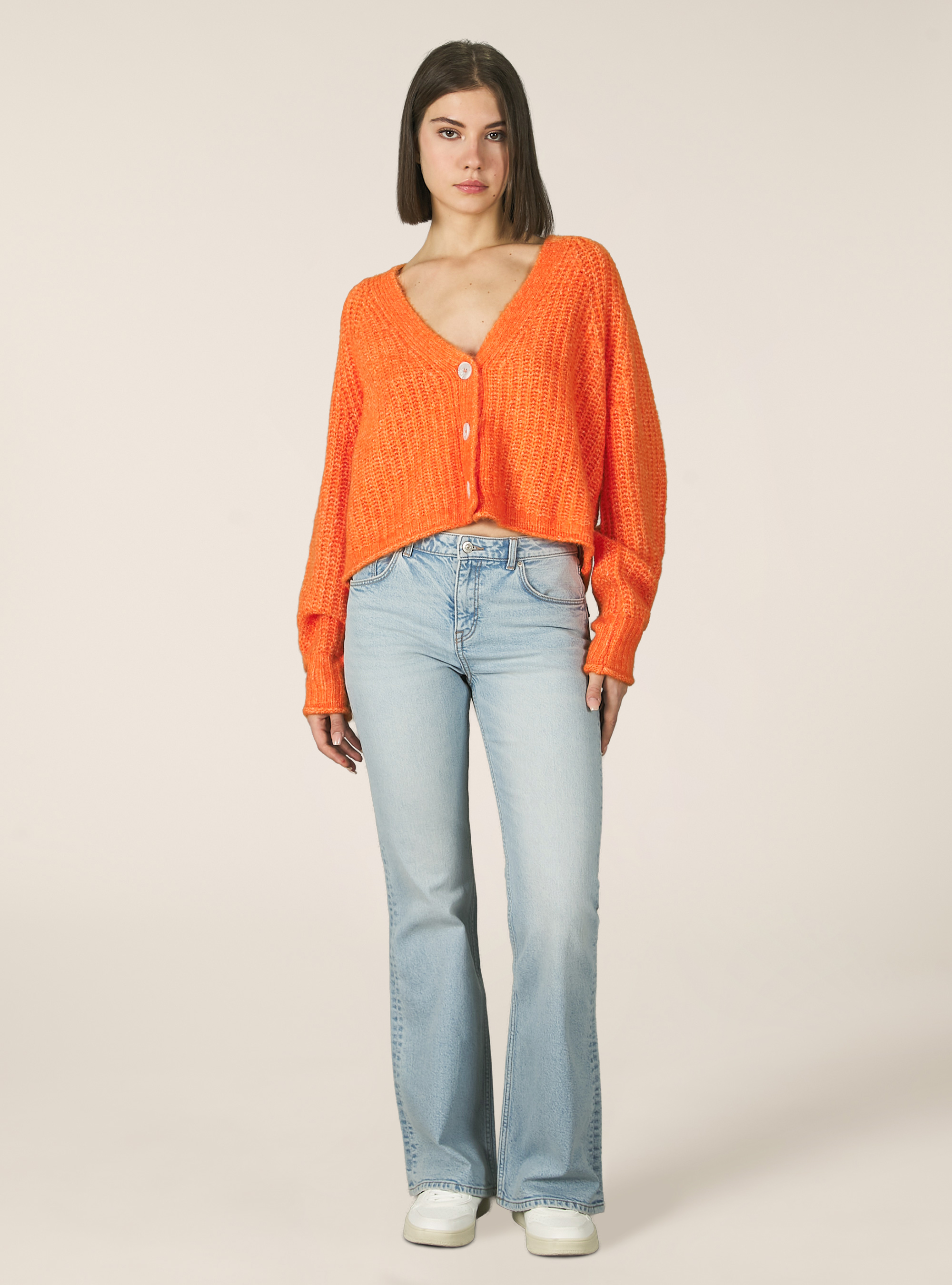 Cárdigan con botones, OR3 ORANGE LIGHT
