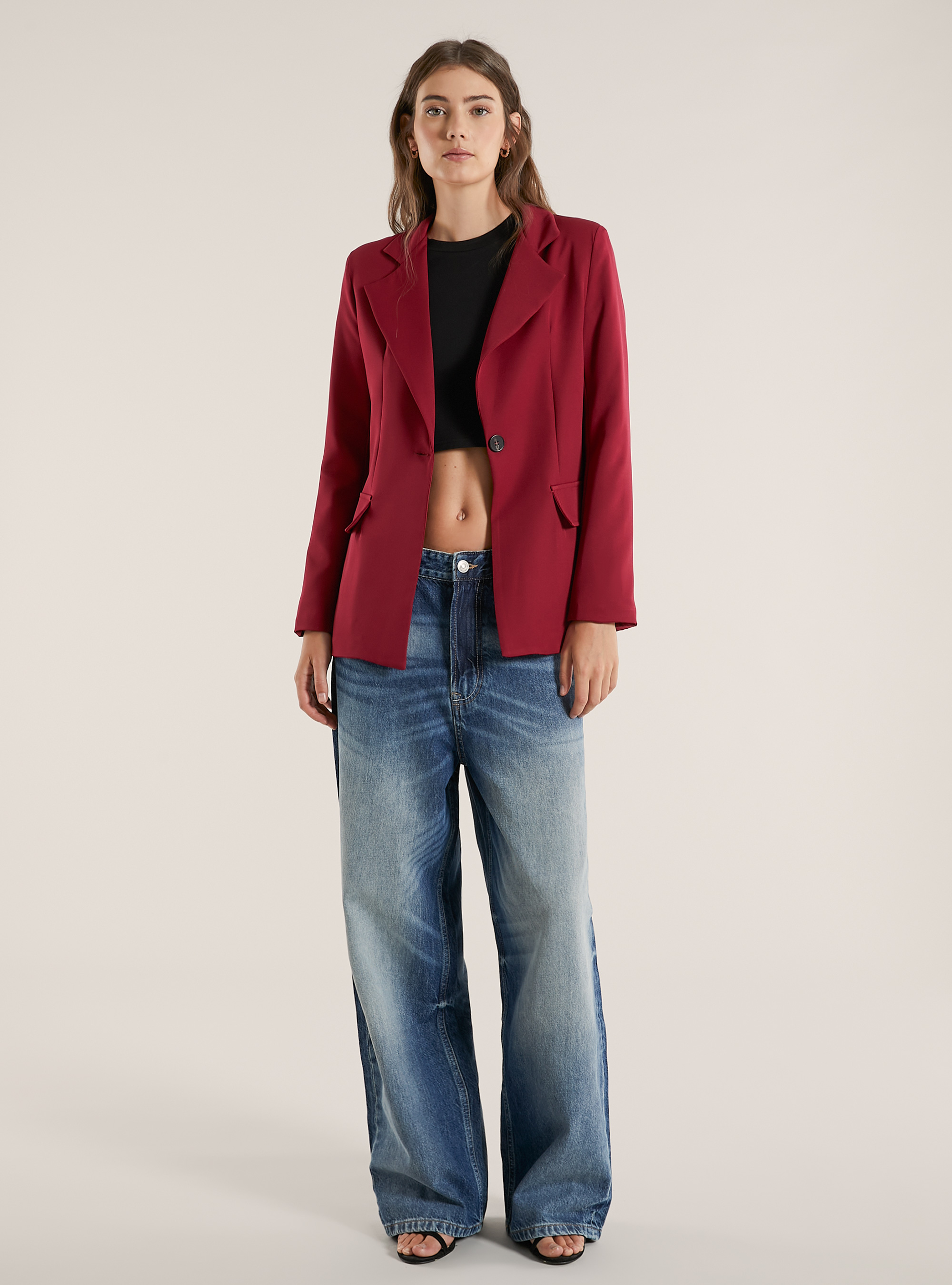 Single-breasted blazer, BO1 BORDEAUX DARK