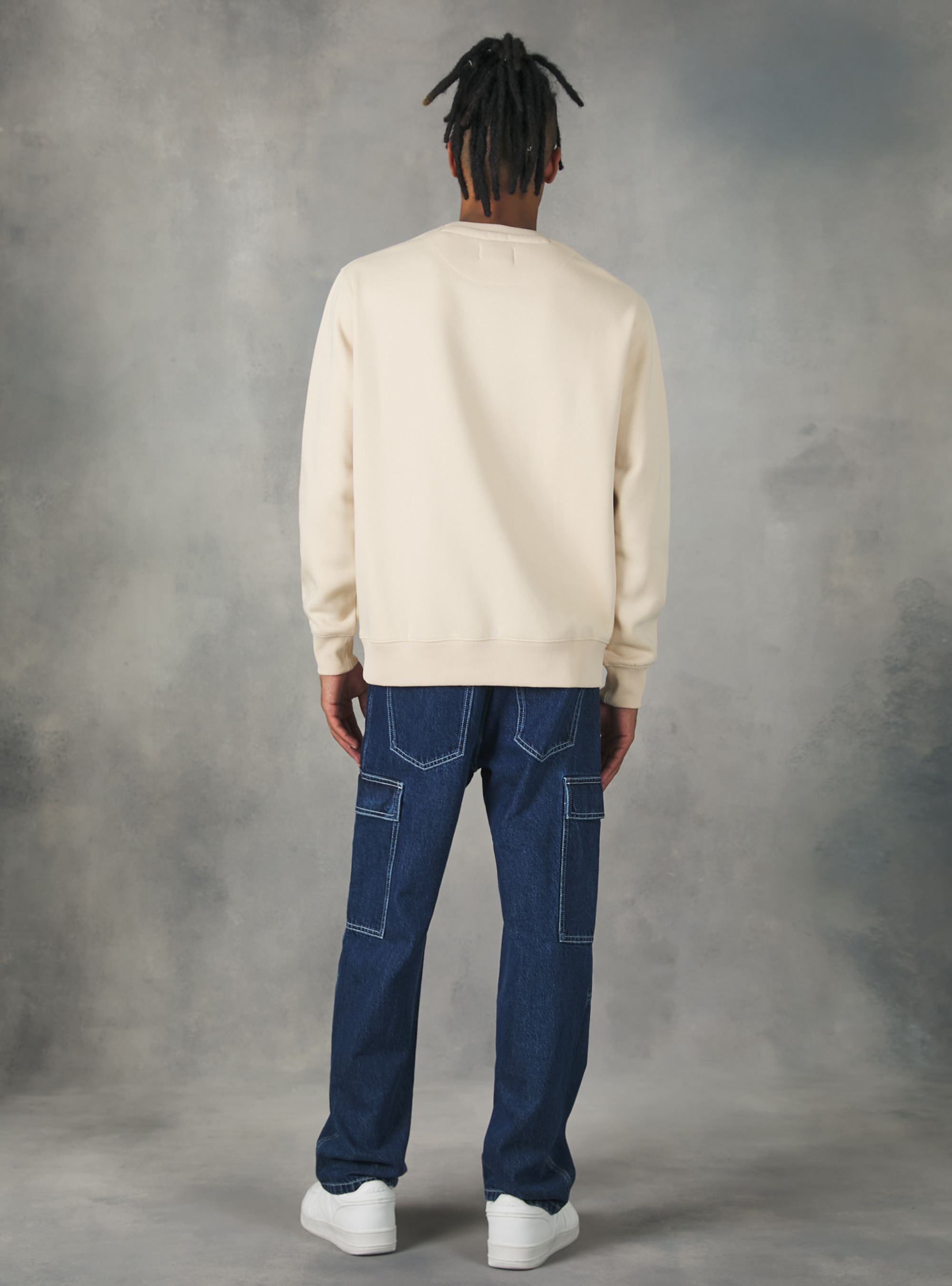 Plain-coloured crew-neck sweatshirt, SA2 SAND MEDIUM