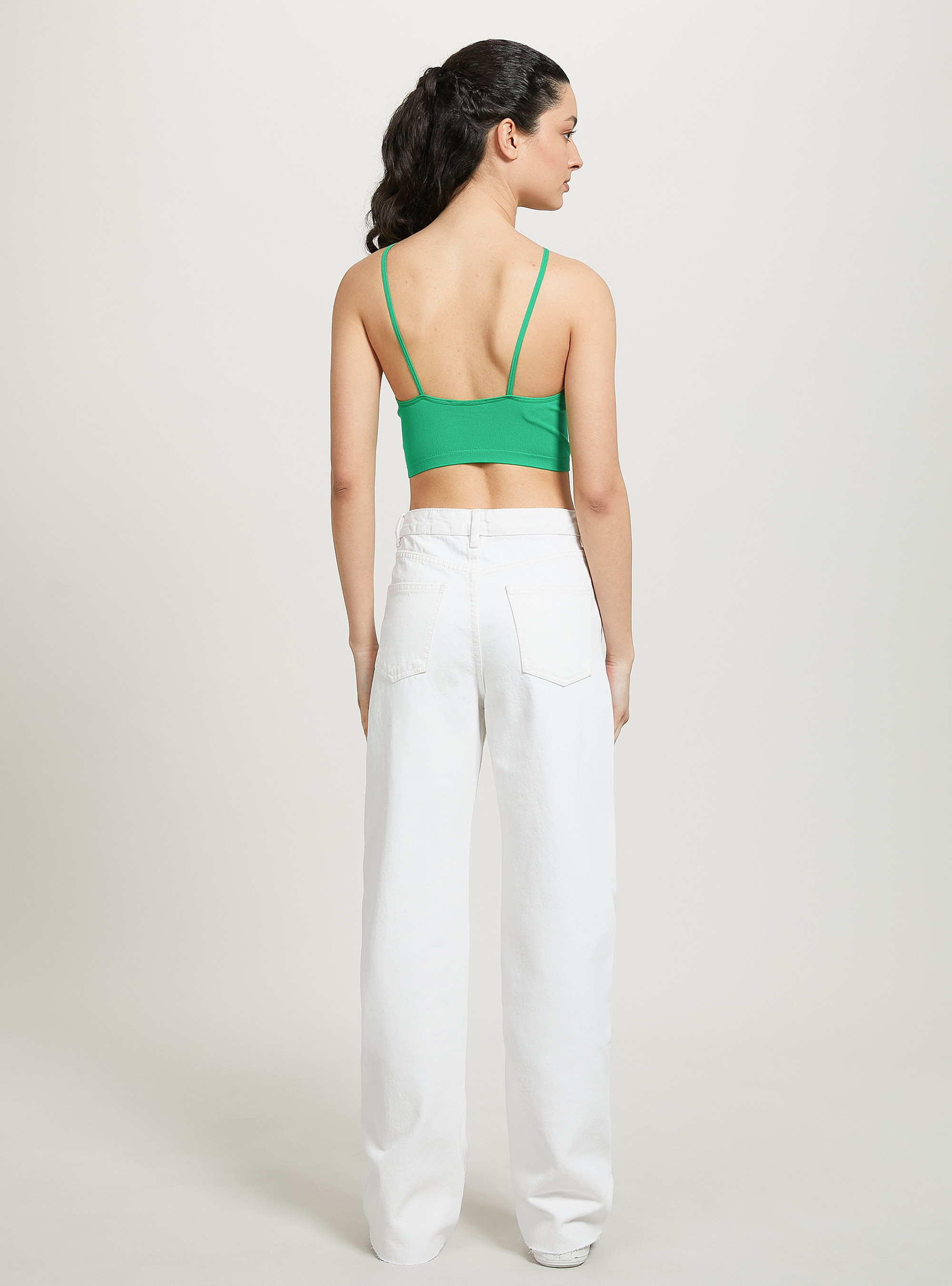 Top cropped con scollo incrociato, GN2 GREEN MEDIUM