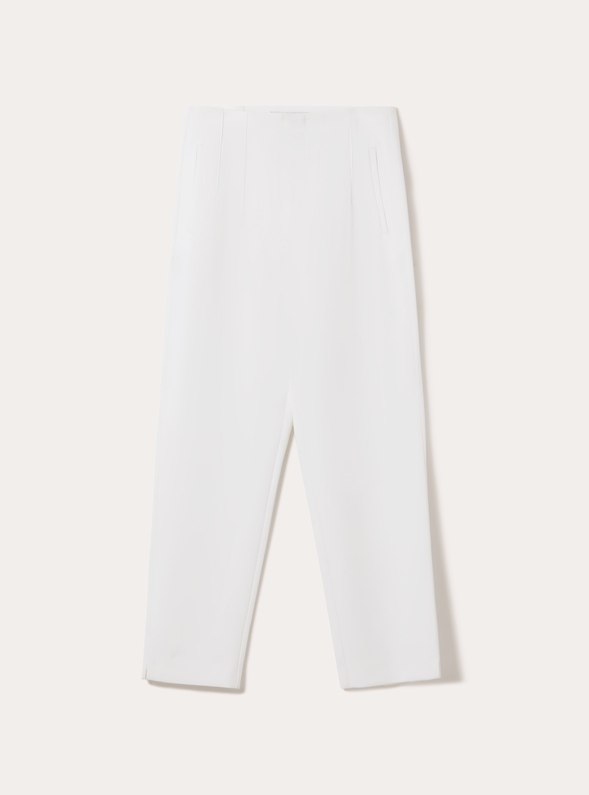 Plain-coloured trousers with pleats, WH1 OFF WHITE