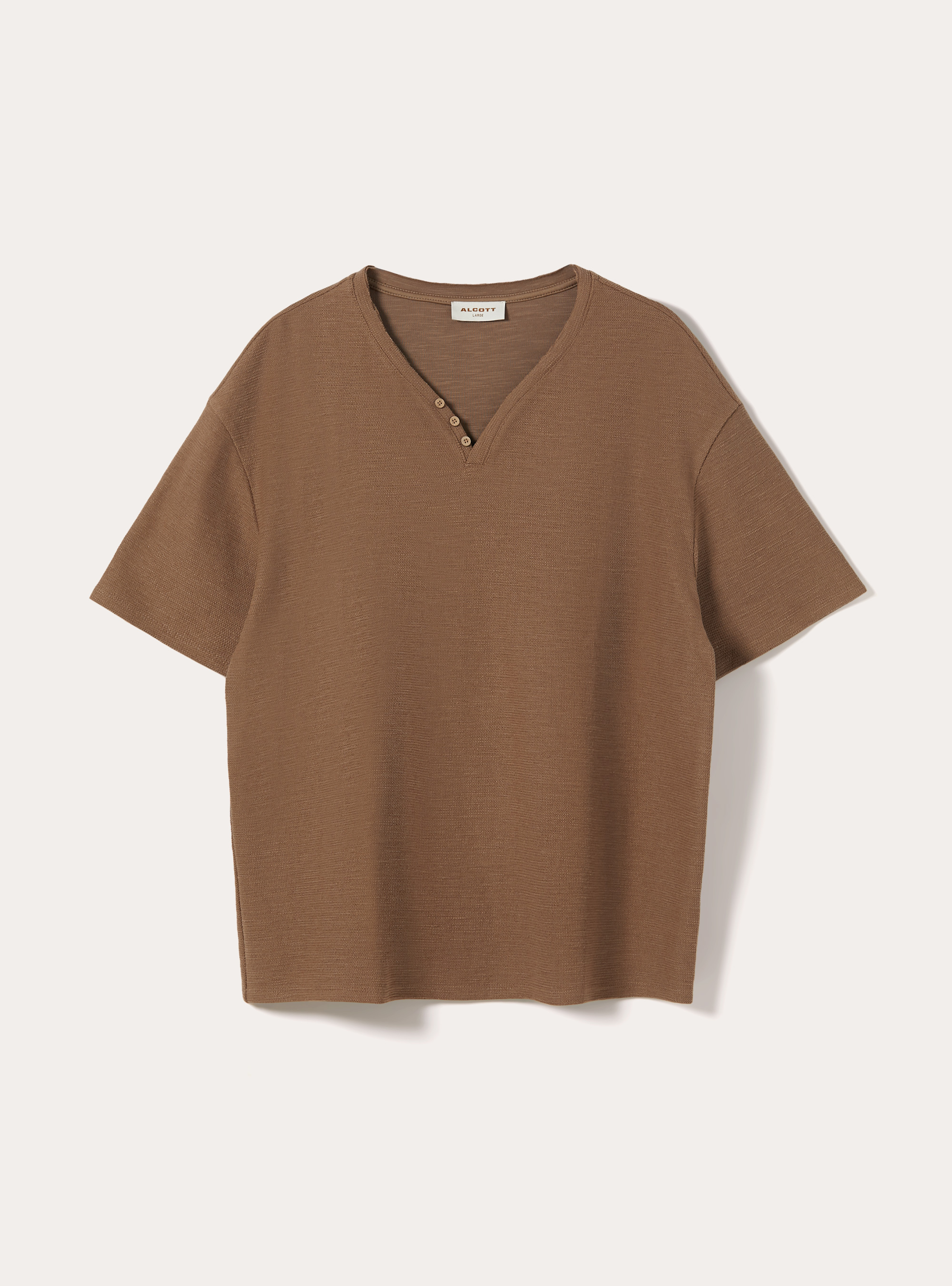 Henley-Shirt aus Waffelstruktur-Gewebe, BR2 BROWN MEDIUM