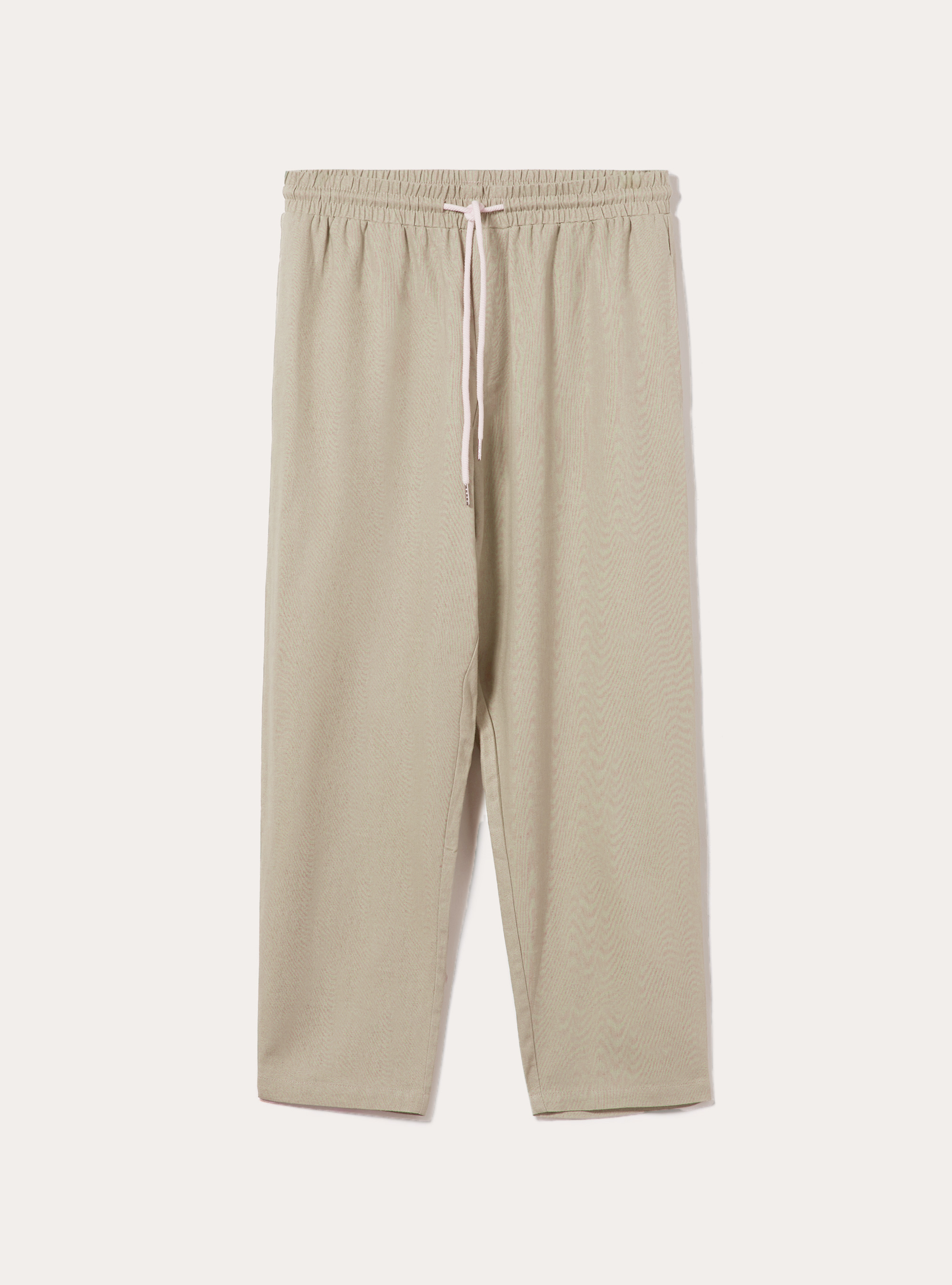 Pantaloni jogger misto lino, BG3 BEIGE LIGHT