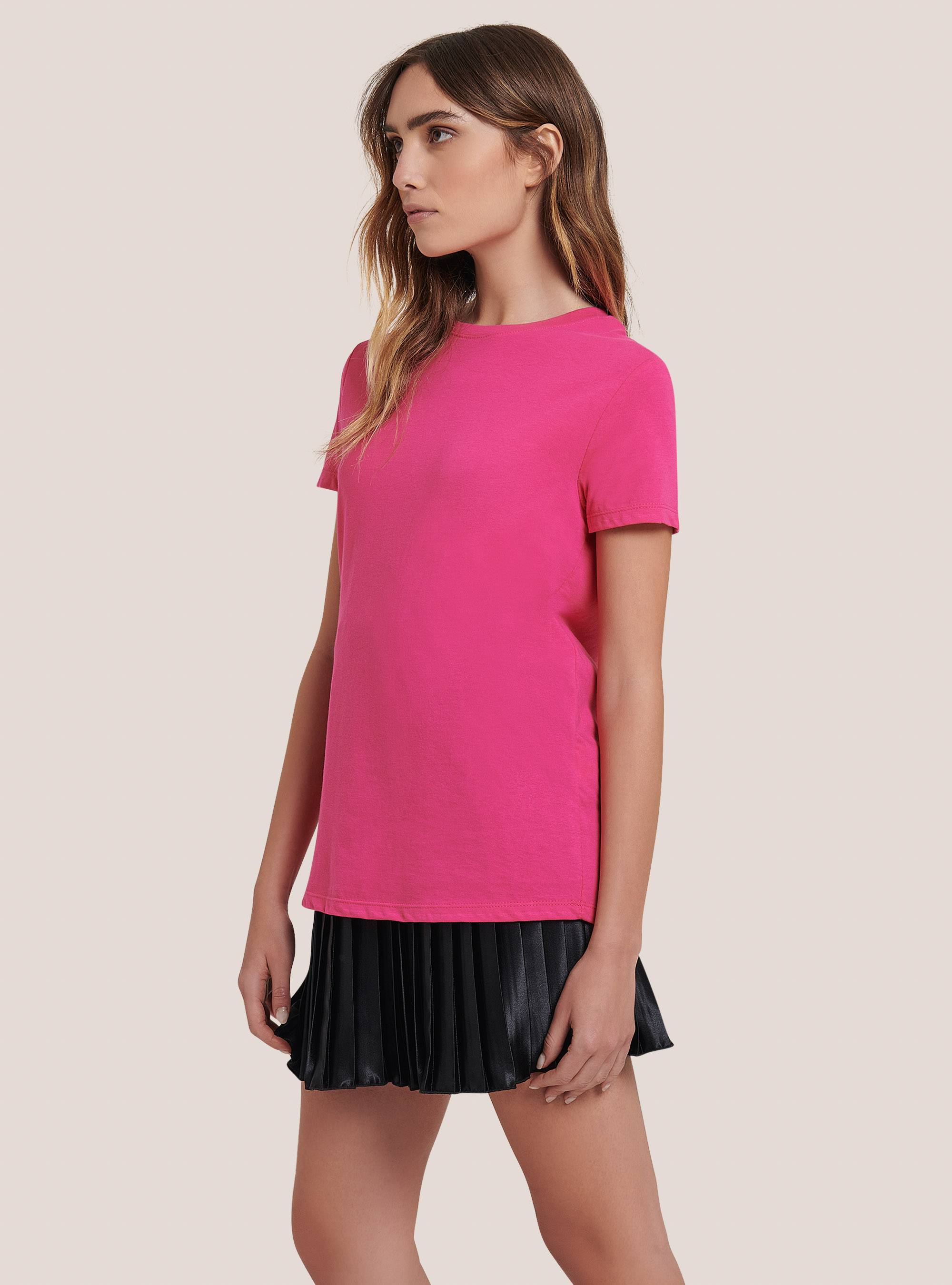 Basic cotton T-shirt, FUXIA