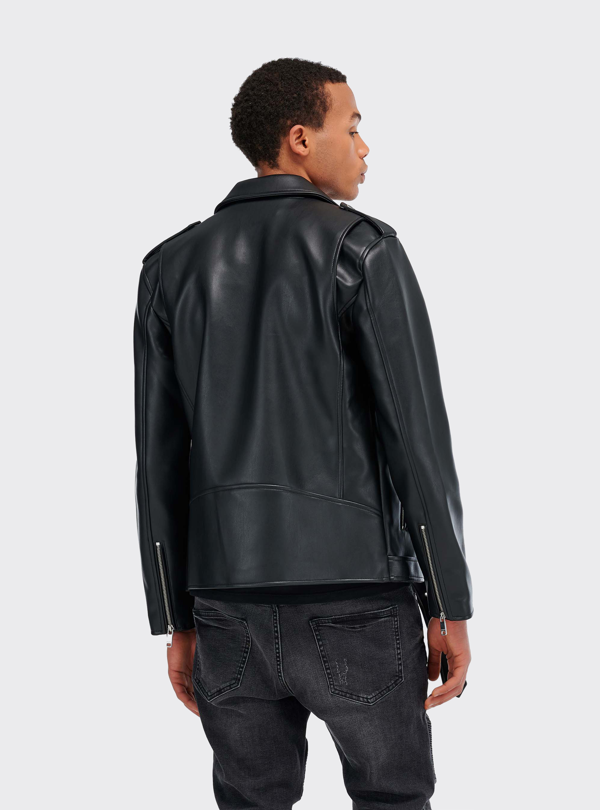 Blouson en éco-cuir, C101 BLACK
