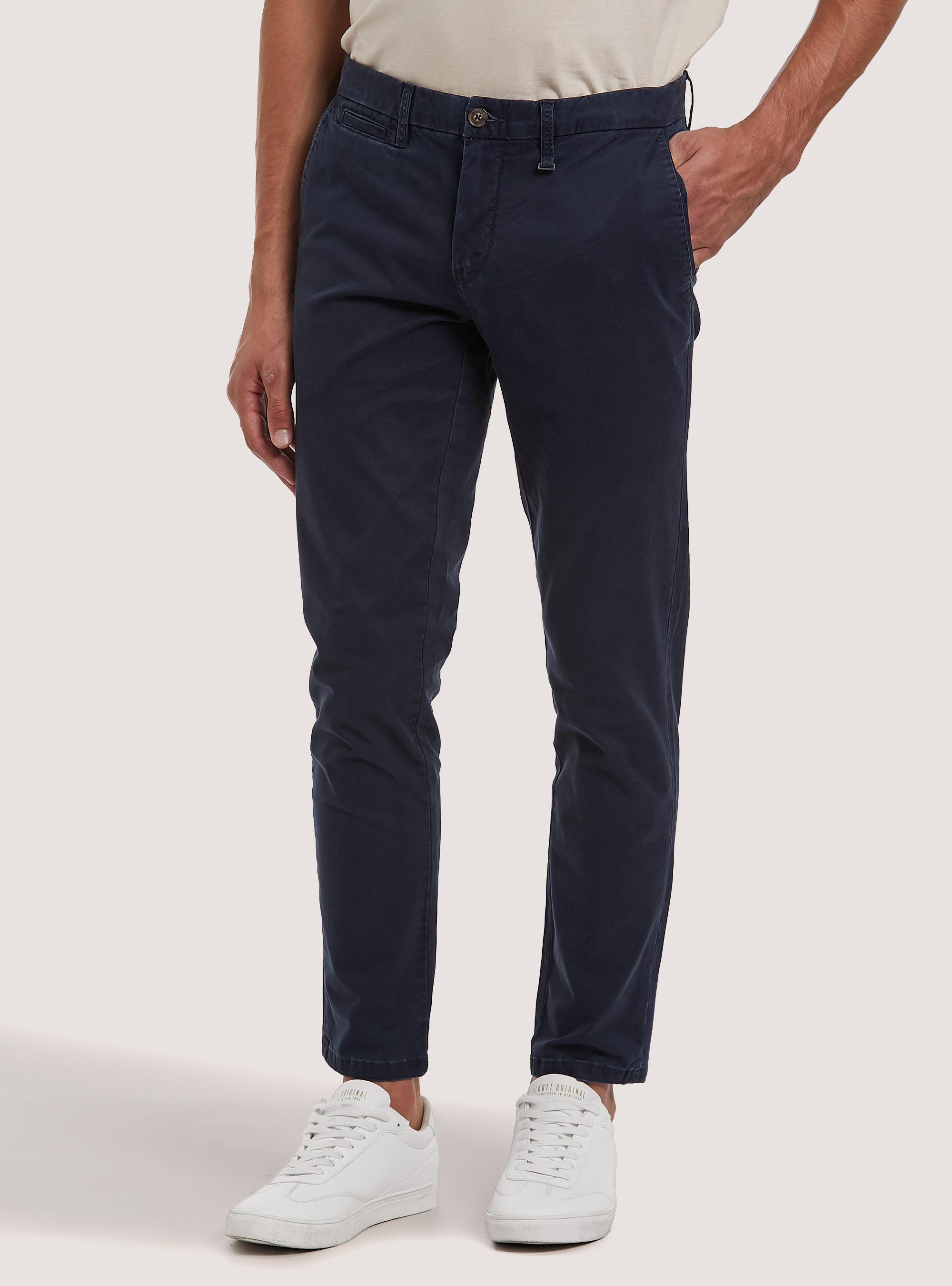 Stretch cotton twill chinos, NA1 NAVY DARK