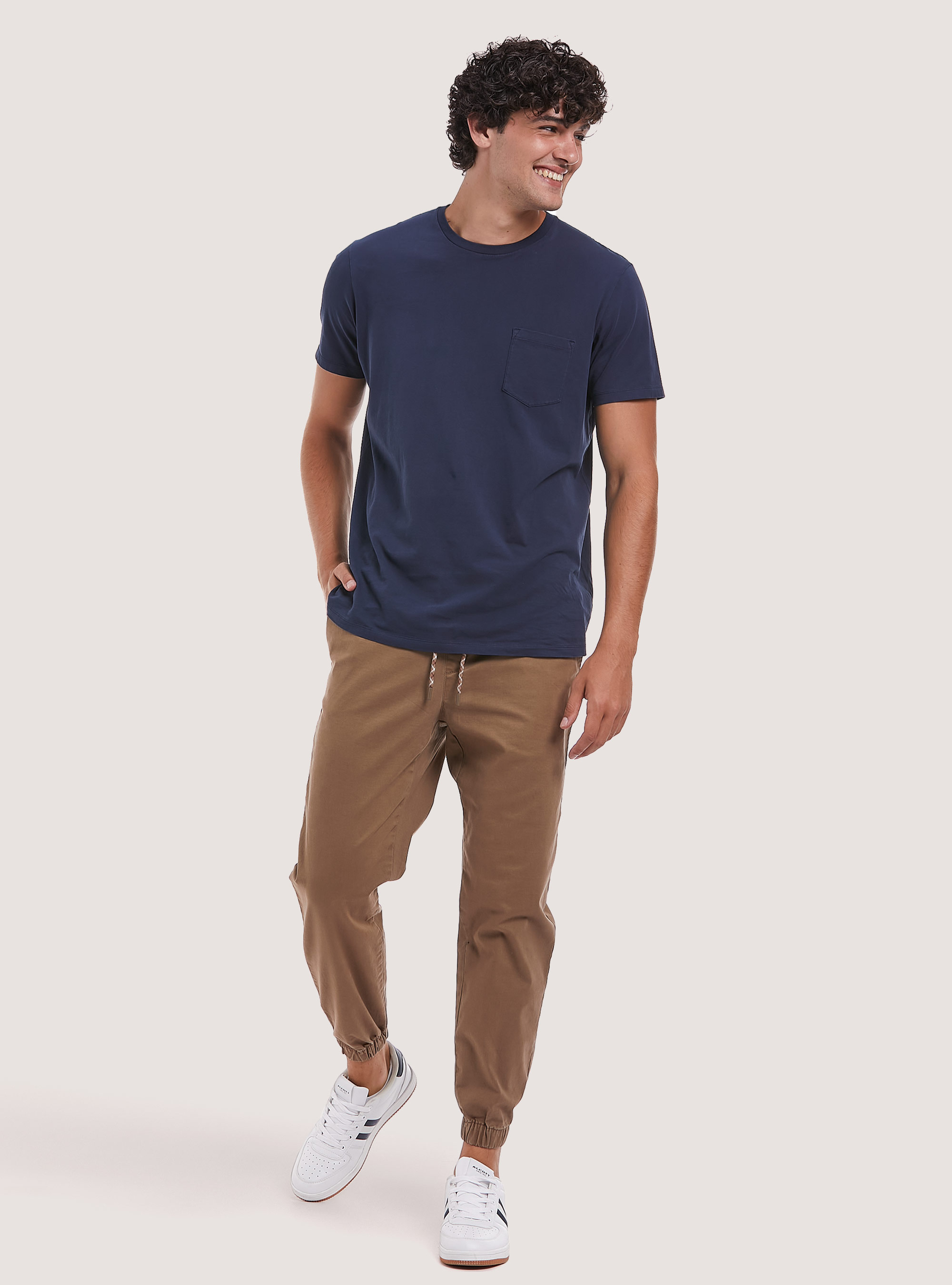 Cotton jogger trousers with elastic band and drawstring, TB2 TOBACCO MEDIUM