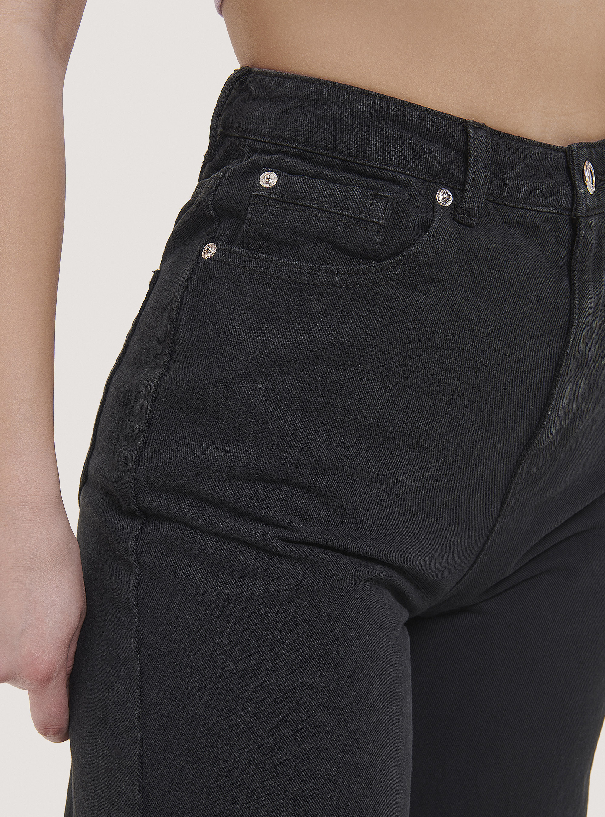 Wide leg trousers in twill, C101 BLACK