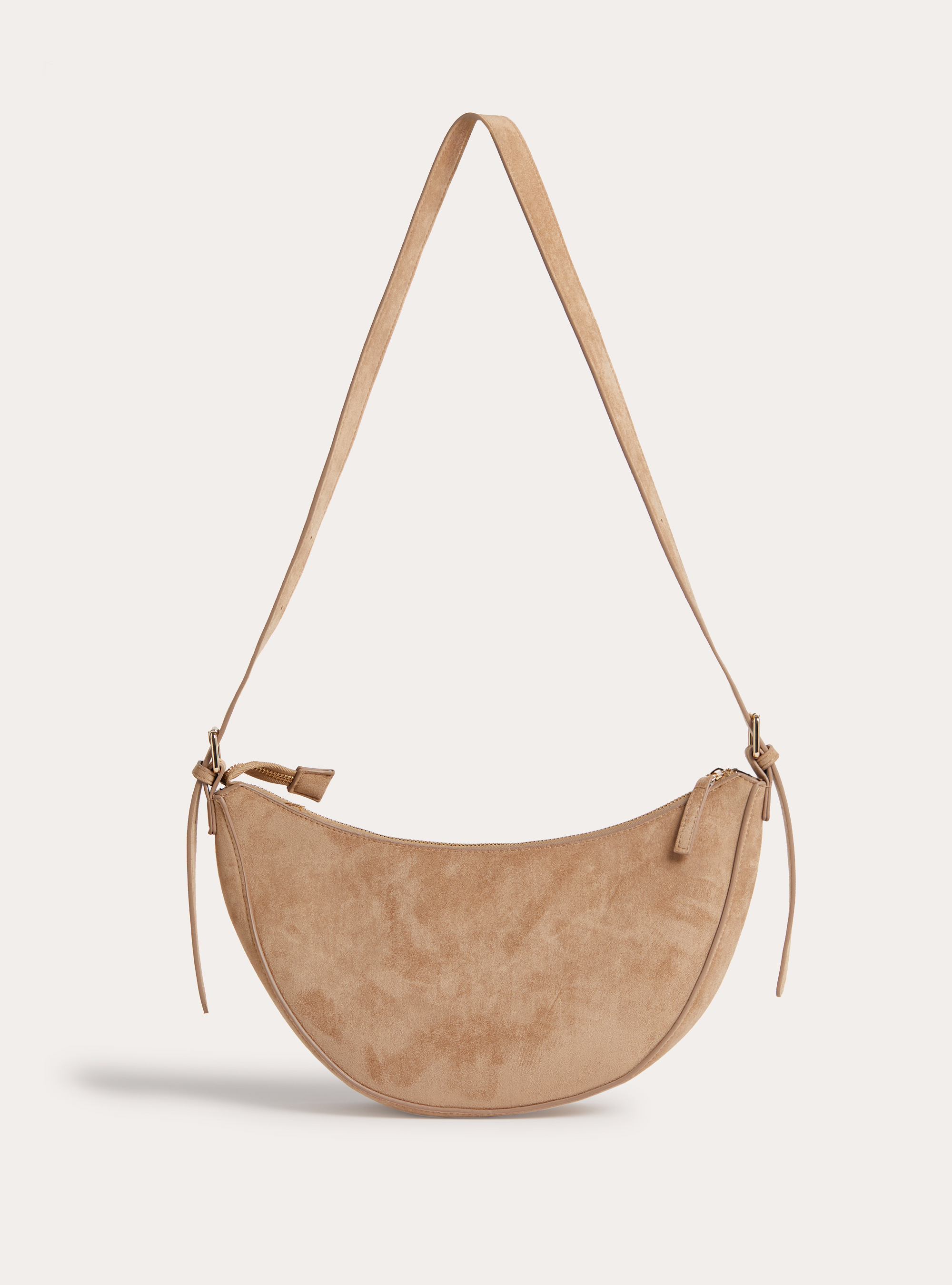 Sac demi-lune en suédine, BG2 BEIGE MEDIUM