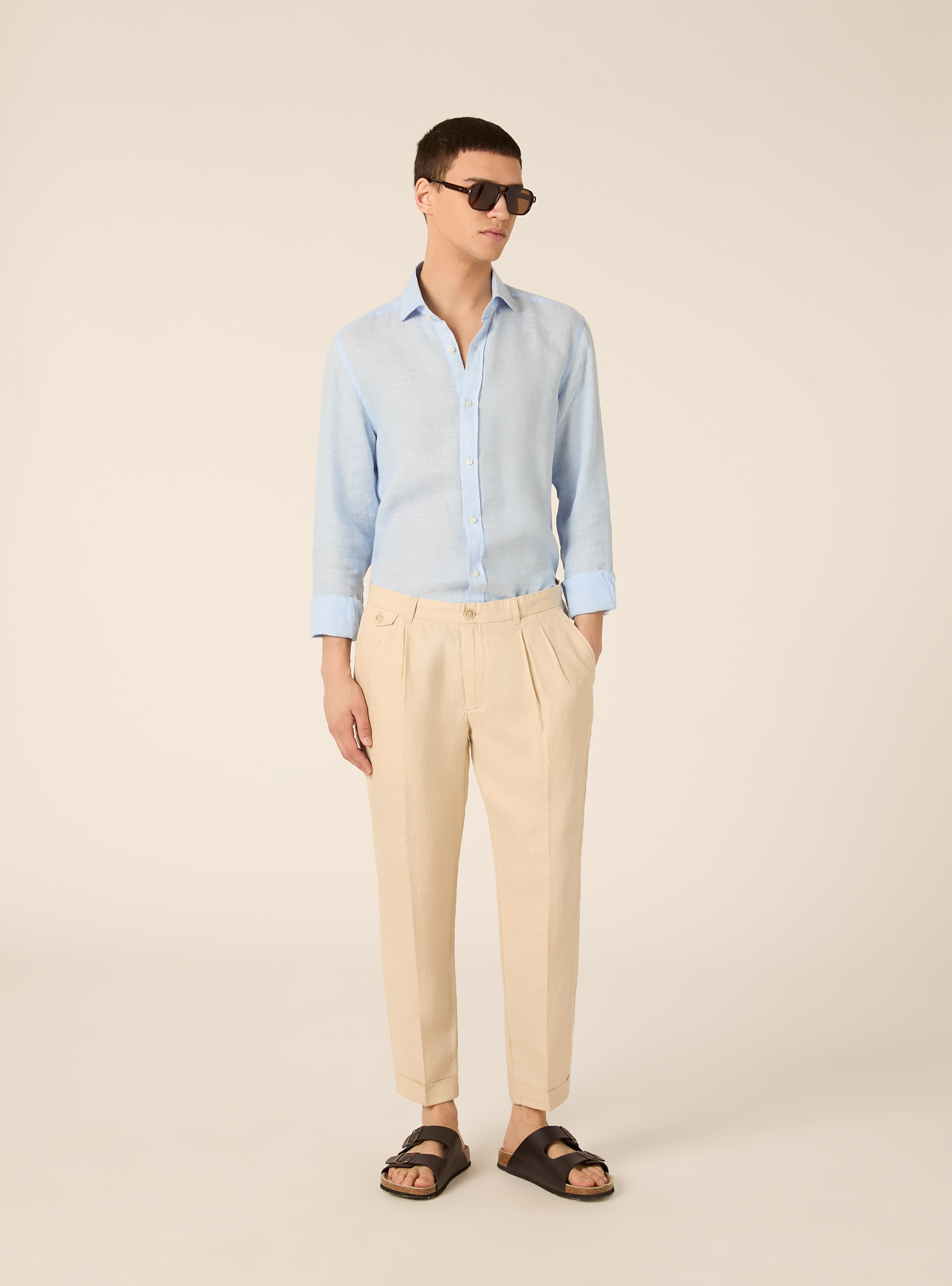 Chinos in lino, BG3 BEIGE LIGHT