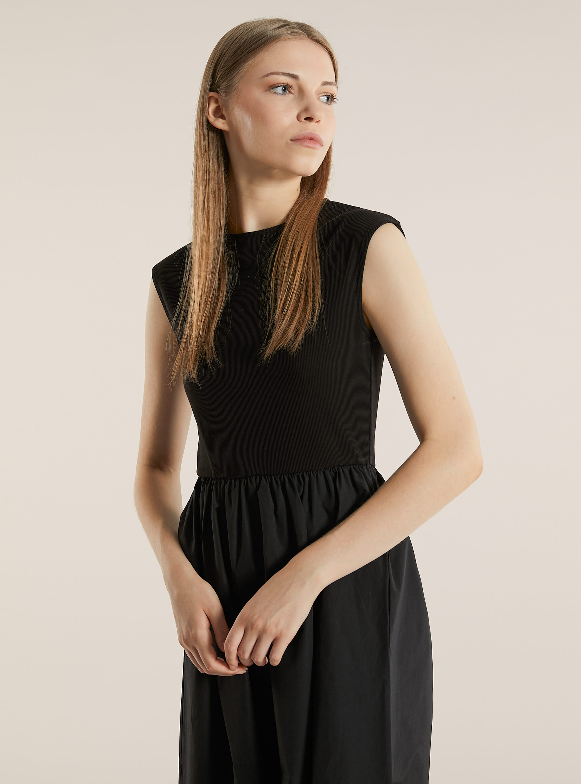 Combined midi dress, BK1 BLACK