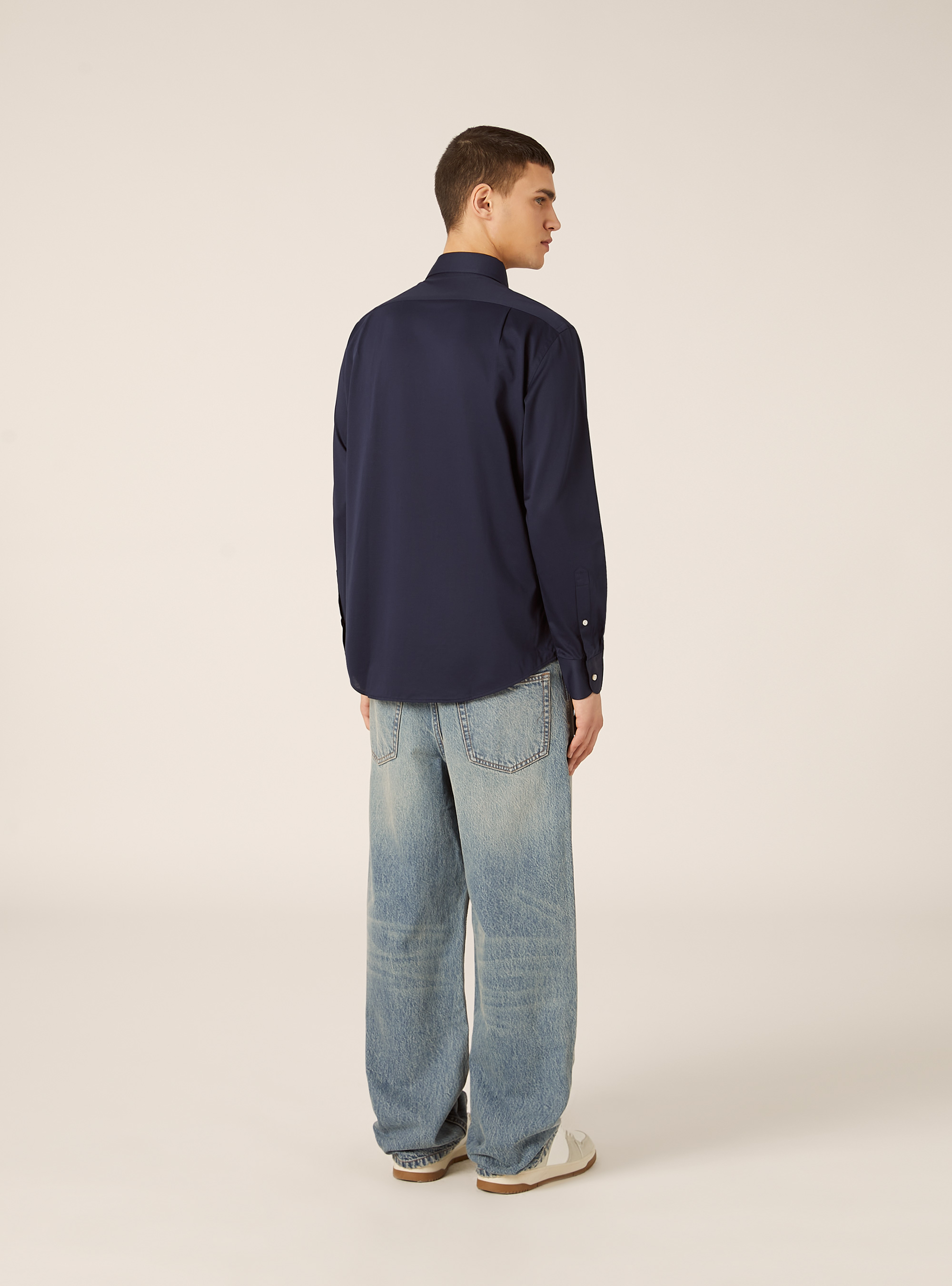 Camicia in jersey in misto cotone, NA1 NAVY DARK