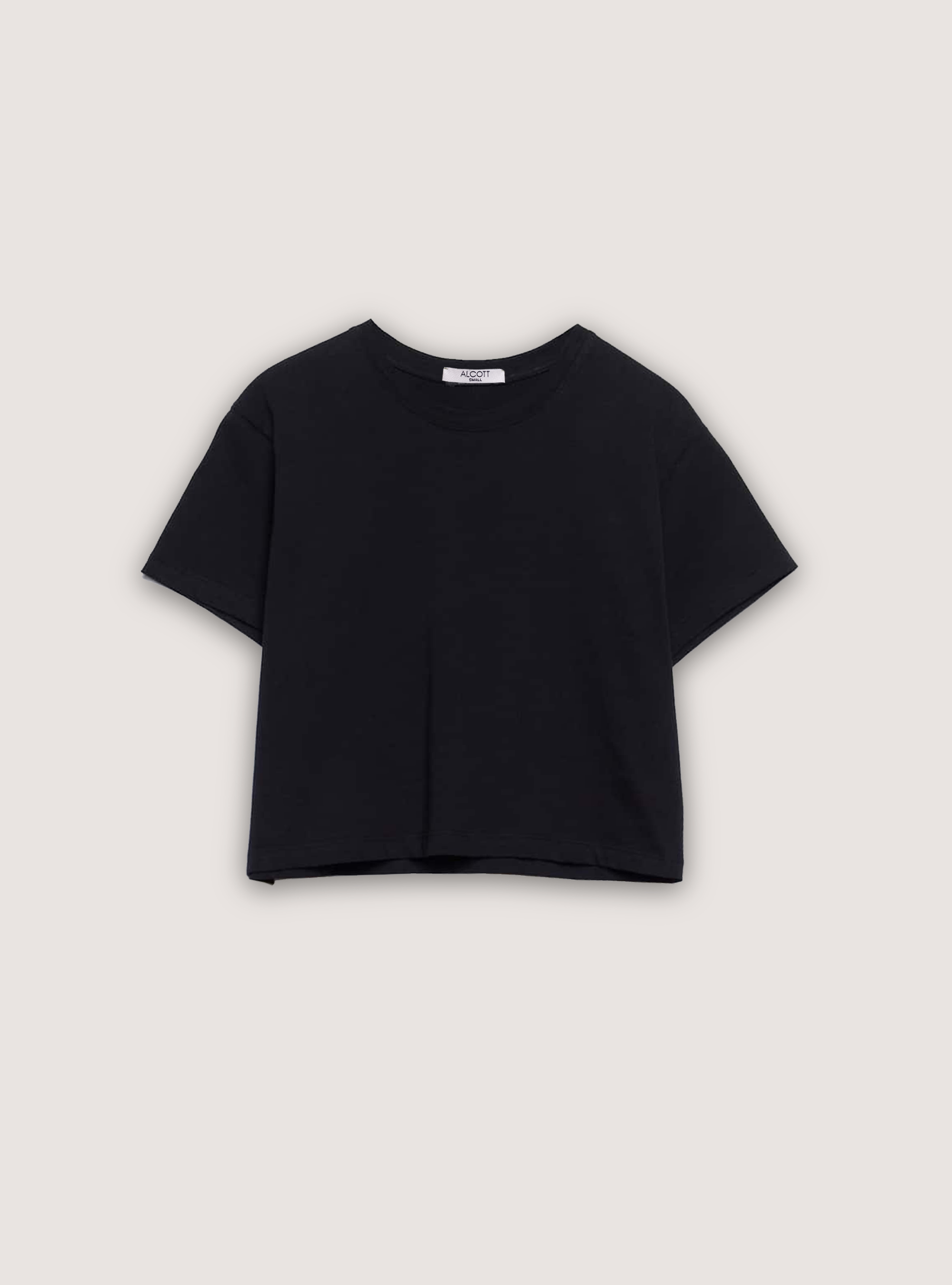 Cotton cropped t-shirt, BLACK