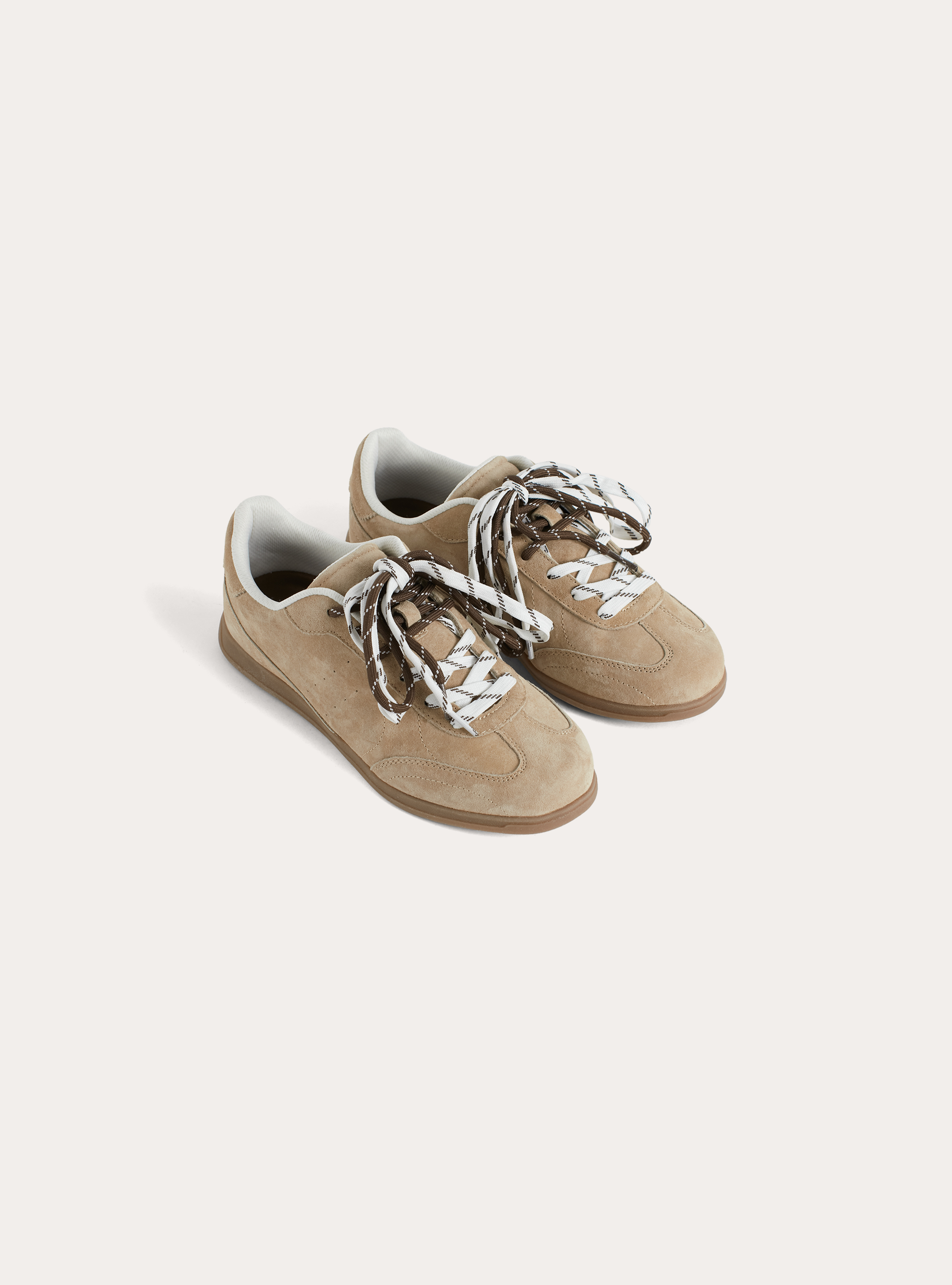 Suede-Effect Sneakers, BG2 BEIGE MEDIUM