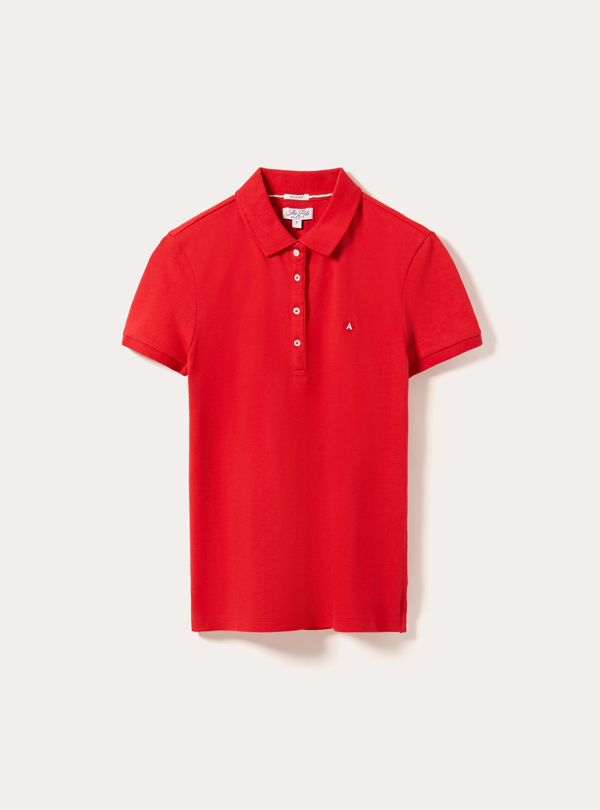 Polo in cotone piquet con ricamo, RD2 RED MEDIUM
