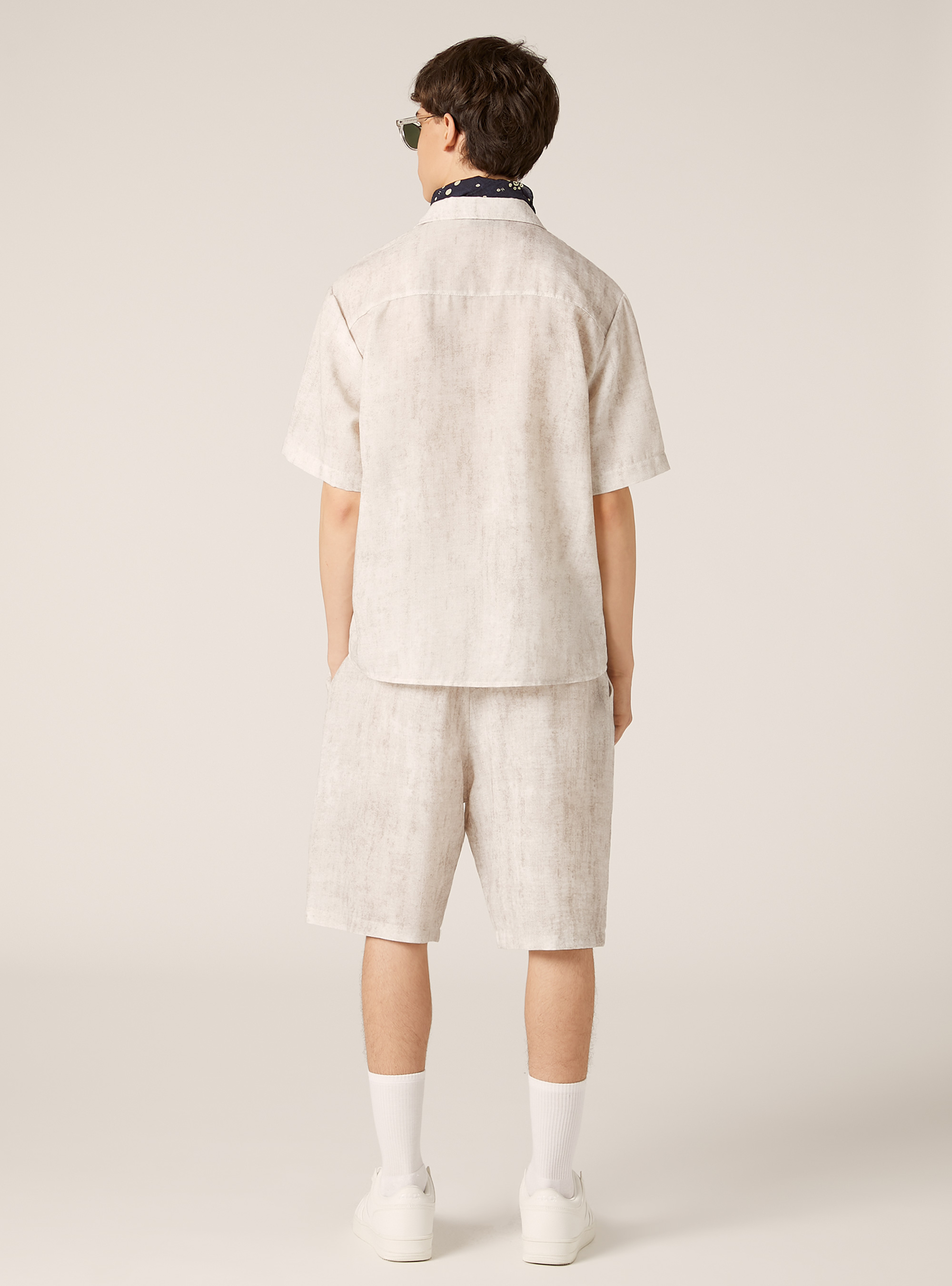 Shirt with marbled effect buttons, WH1 OFF WHITE