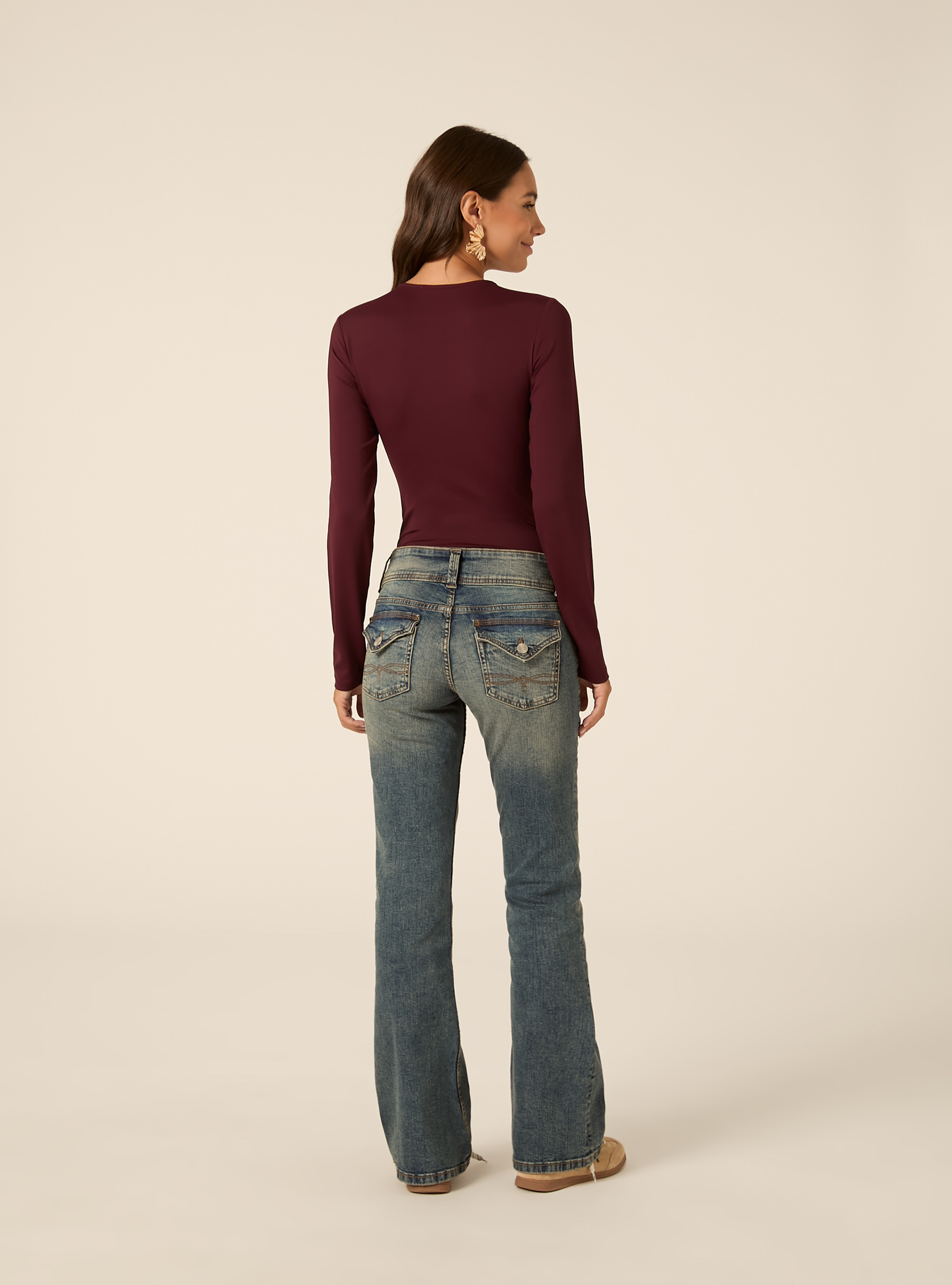 Body girocollo maniche lunghe, BO1 BORDEAUX DARK