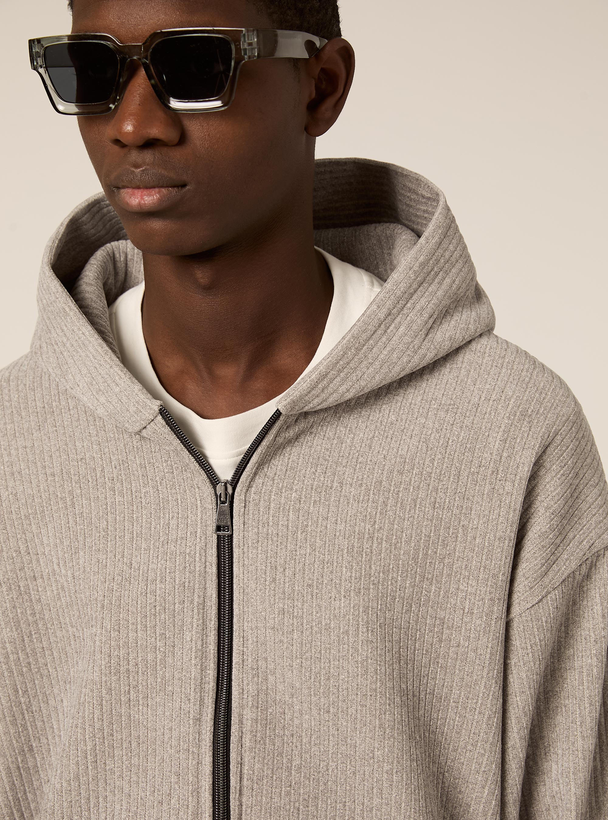 Cardigan boxy fit in velluto a coste, MGY3 GREY MEL LIGHT