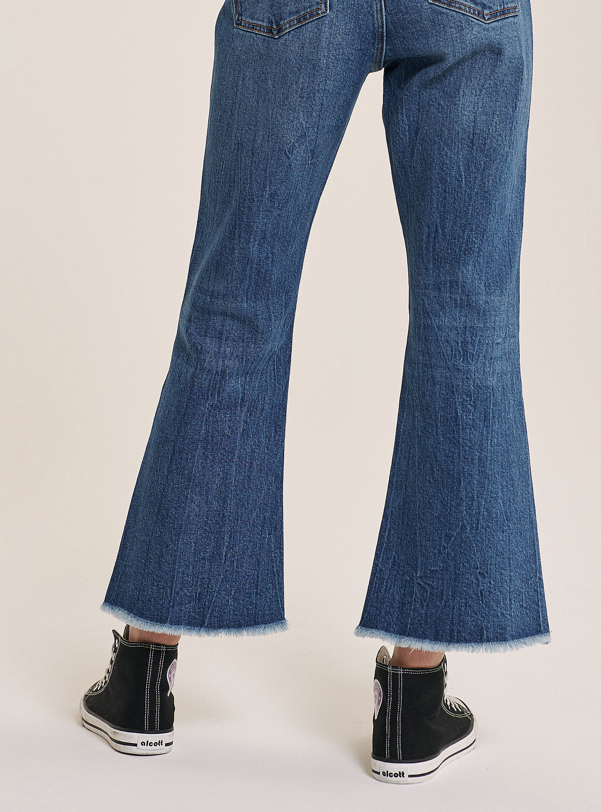 Canvas half-boot trainer with patches, BLACK