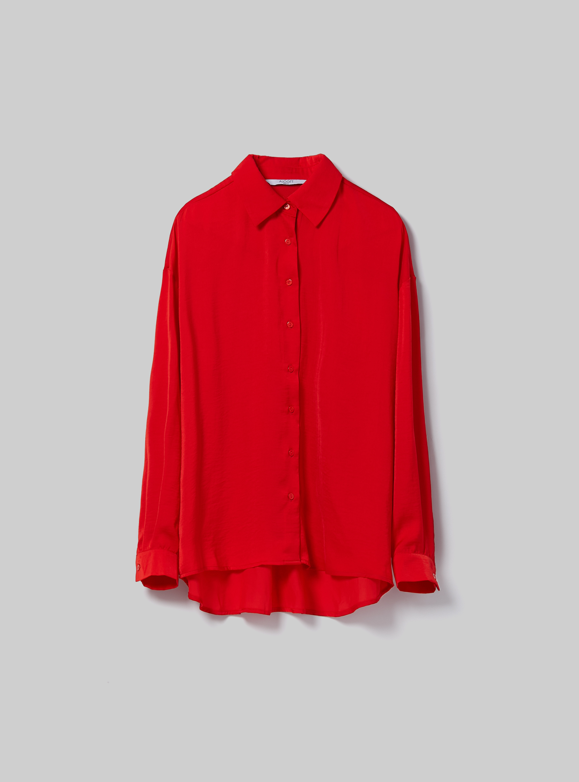 Solid-coloured satin shirt, RD2 RED MEDIUM