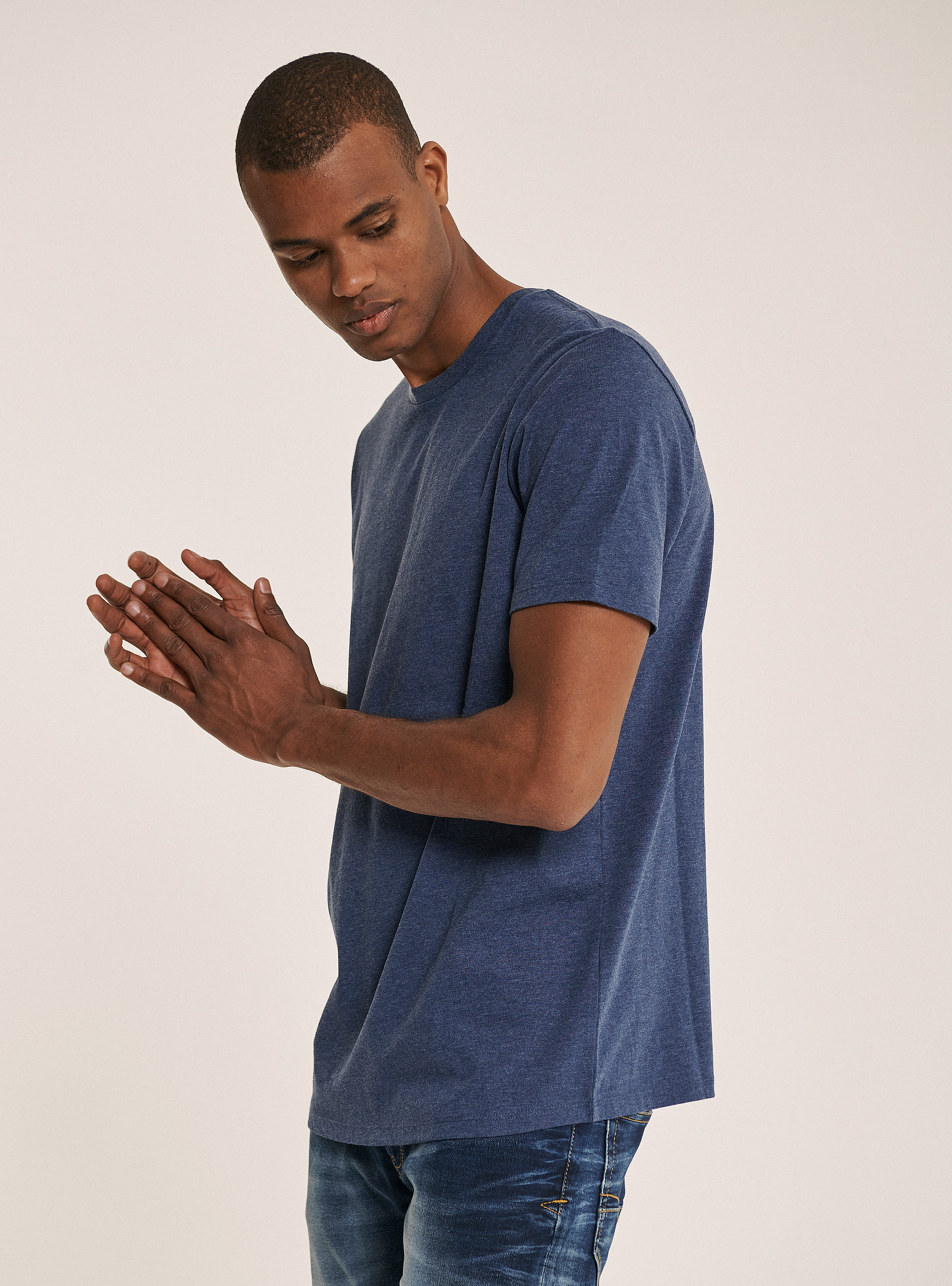 T-shirt basic 100% coton, C2292 BLUE MEL