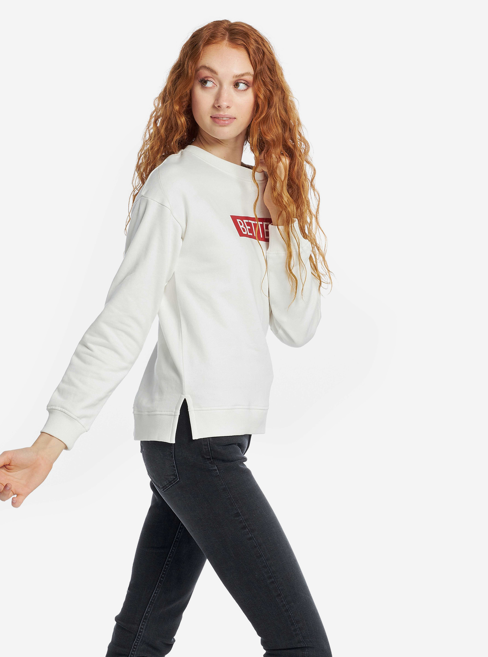SWEATSHIRT WITH SLOGAN, WHITE