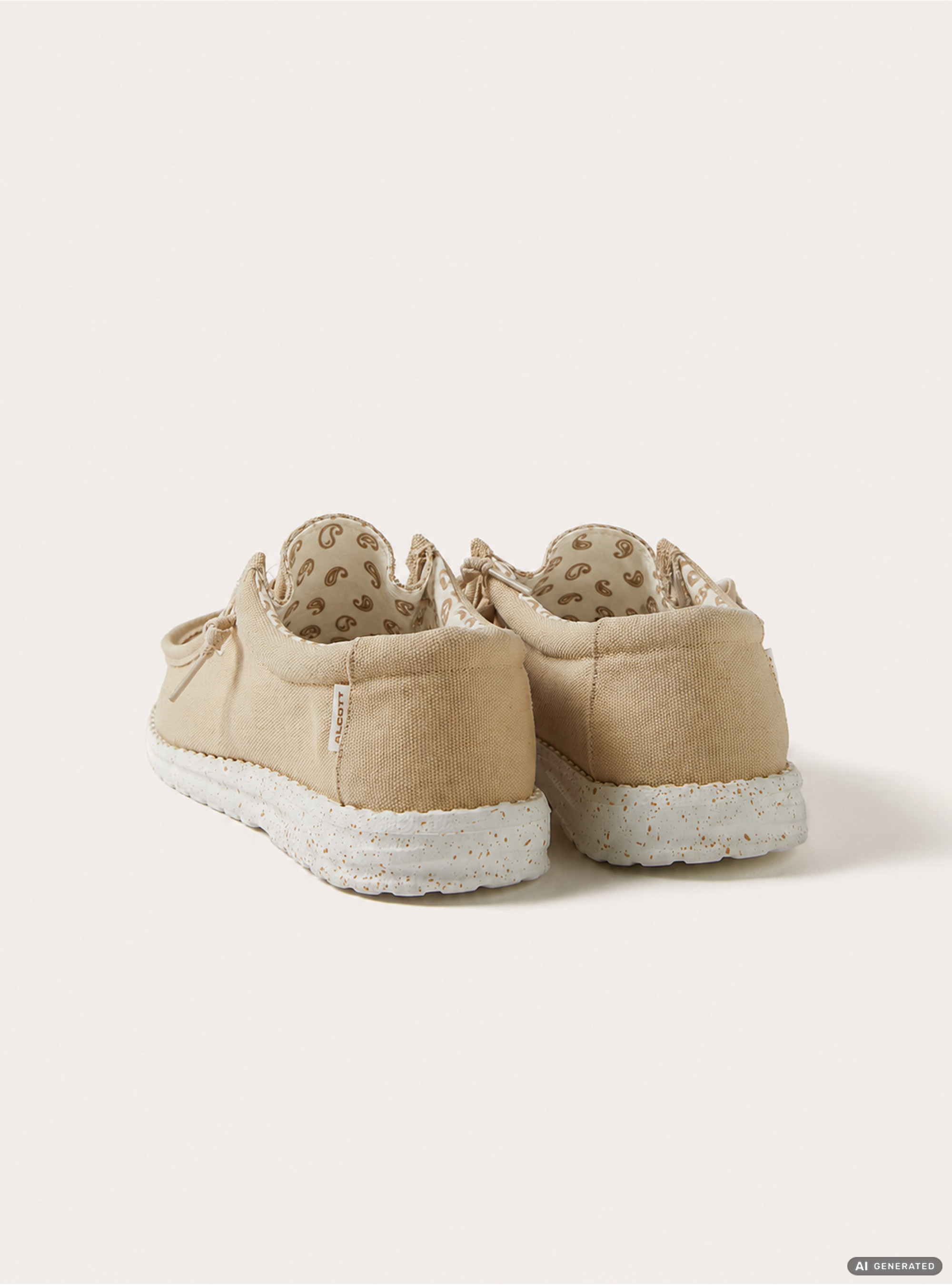 Zapatos Mocas&iacute;n de Lona con Cordones, BG2 BEIGE MEDIUM