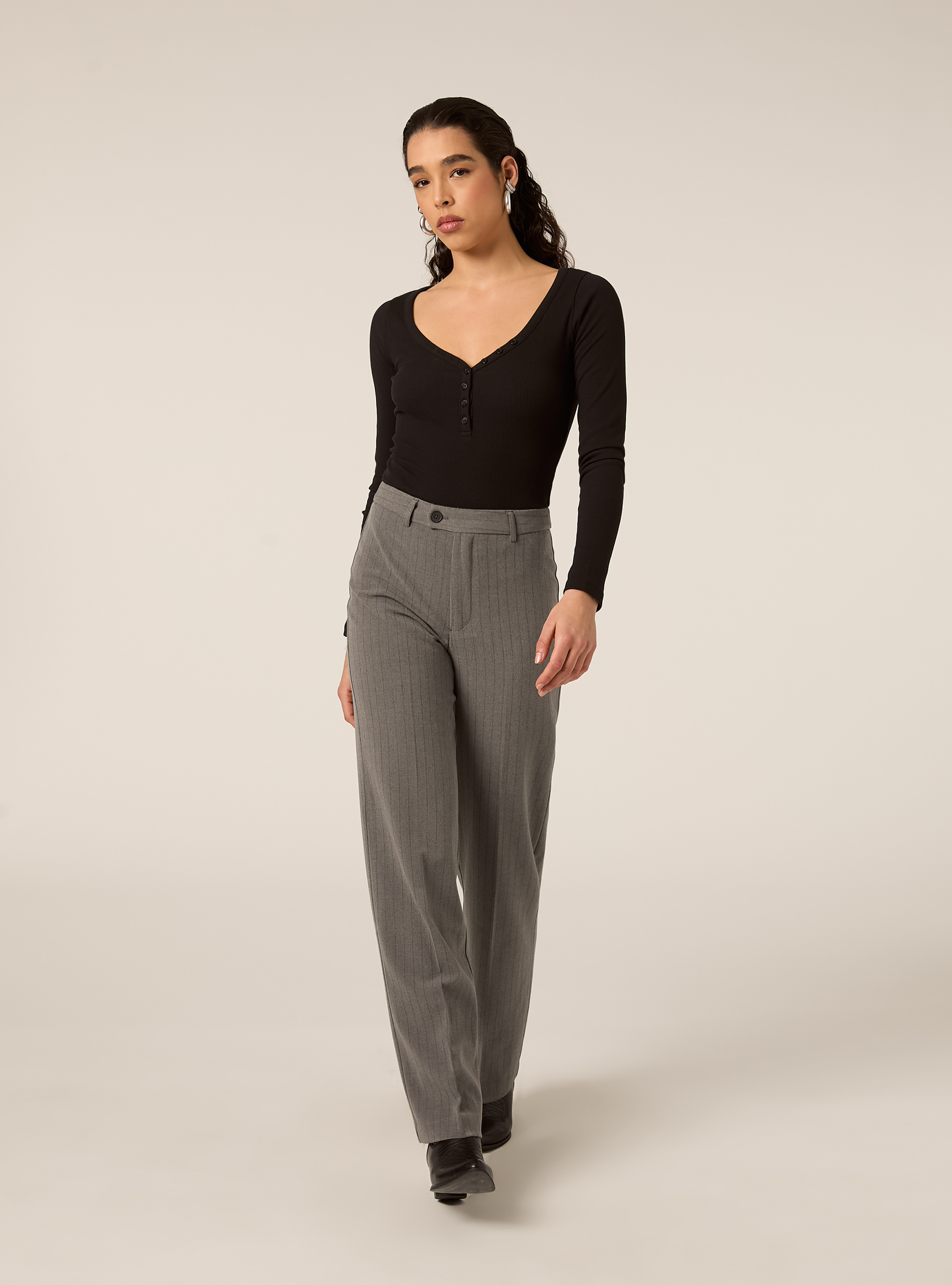 Pantaloni elaganti dritti gessati, MULTICOLORE