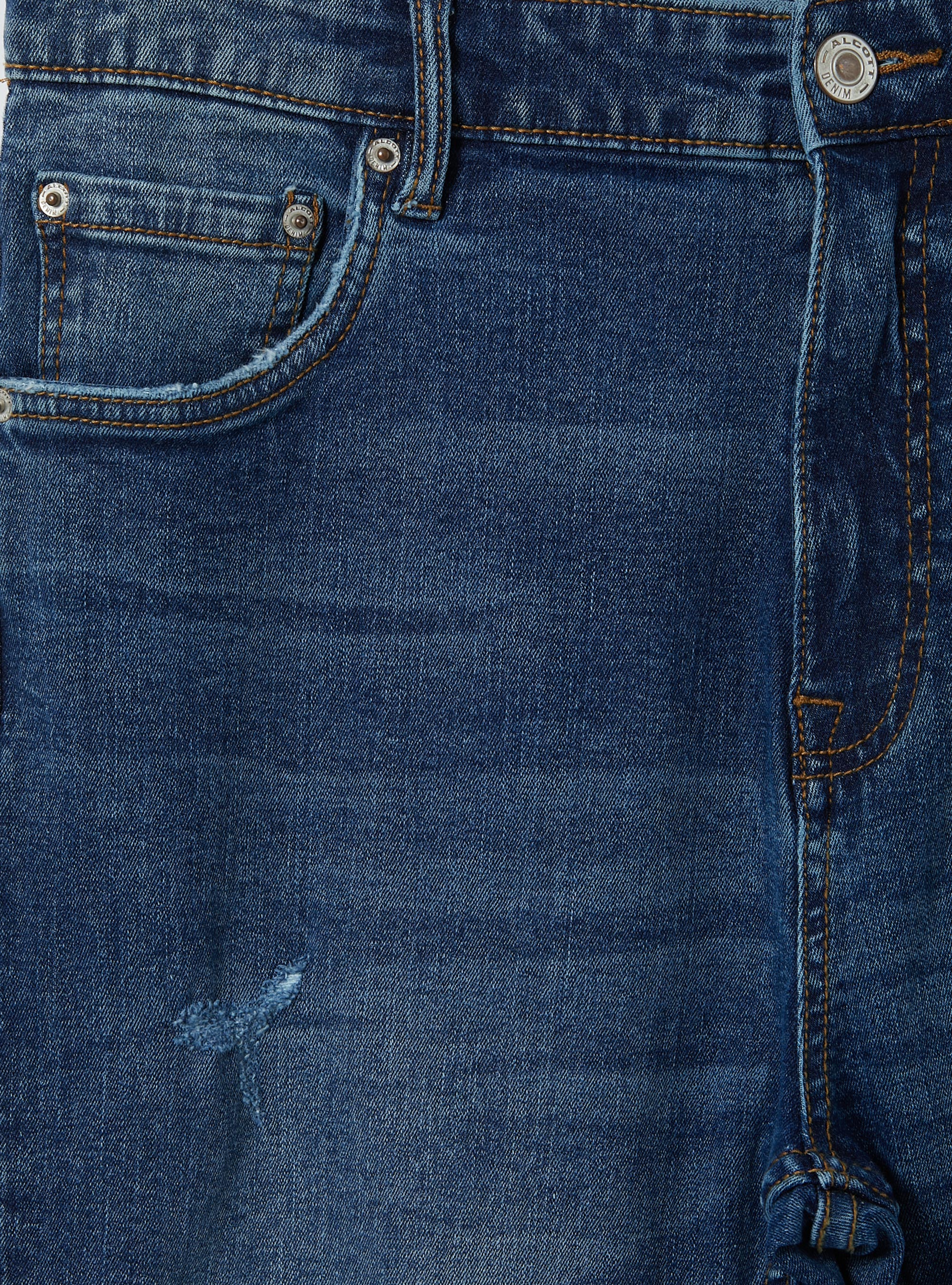 Stretch denim carrot fit jeans with rips, D003 MEDIUM BLUE