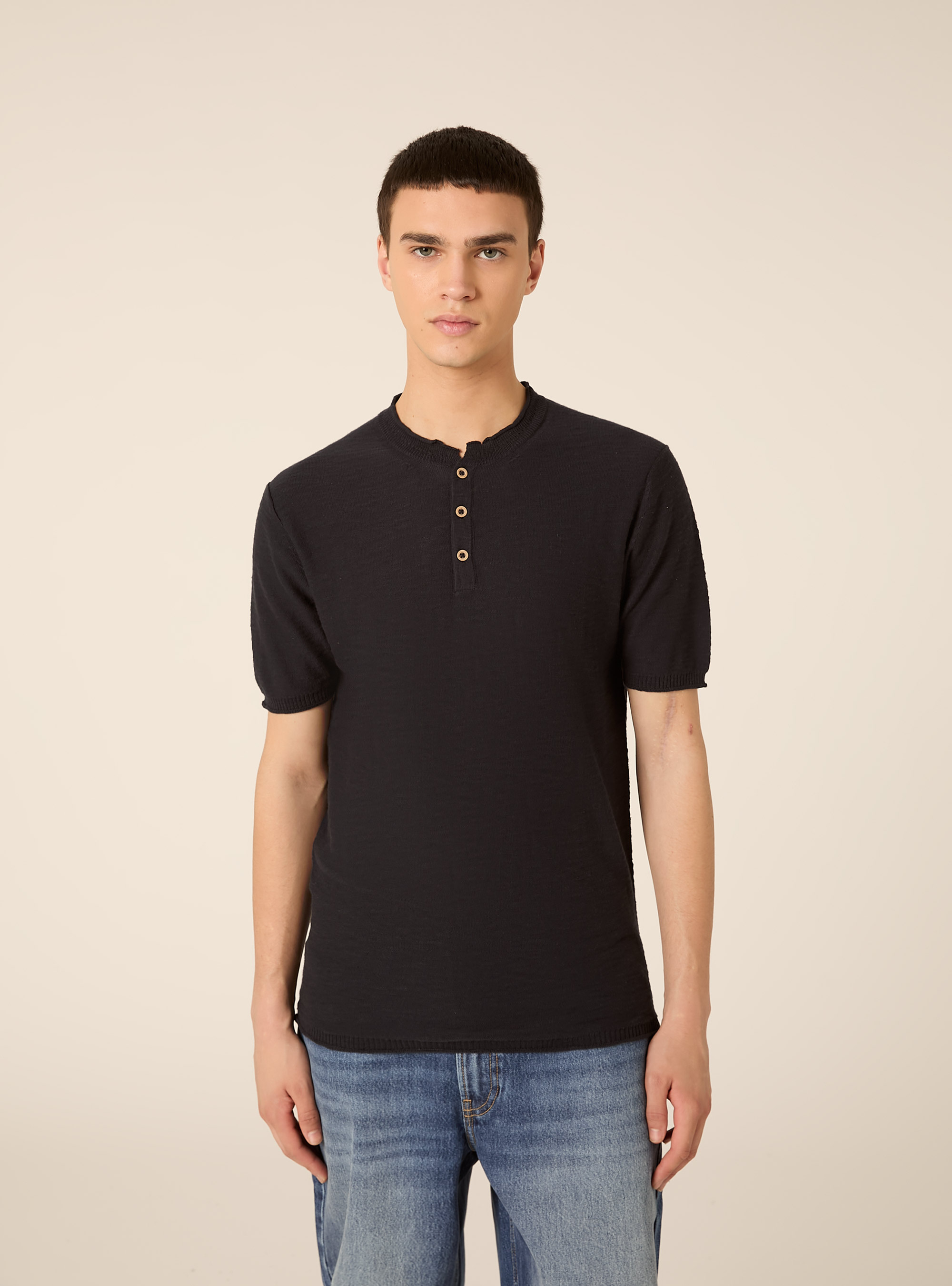 Pullover leggero con collo serafino, NAVY MEDIO
