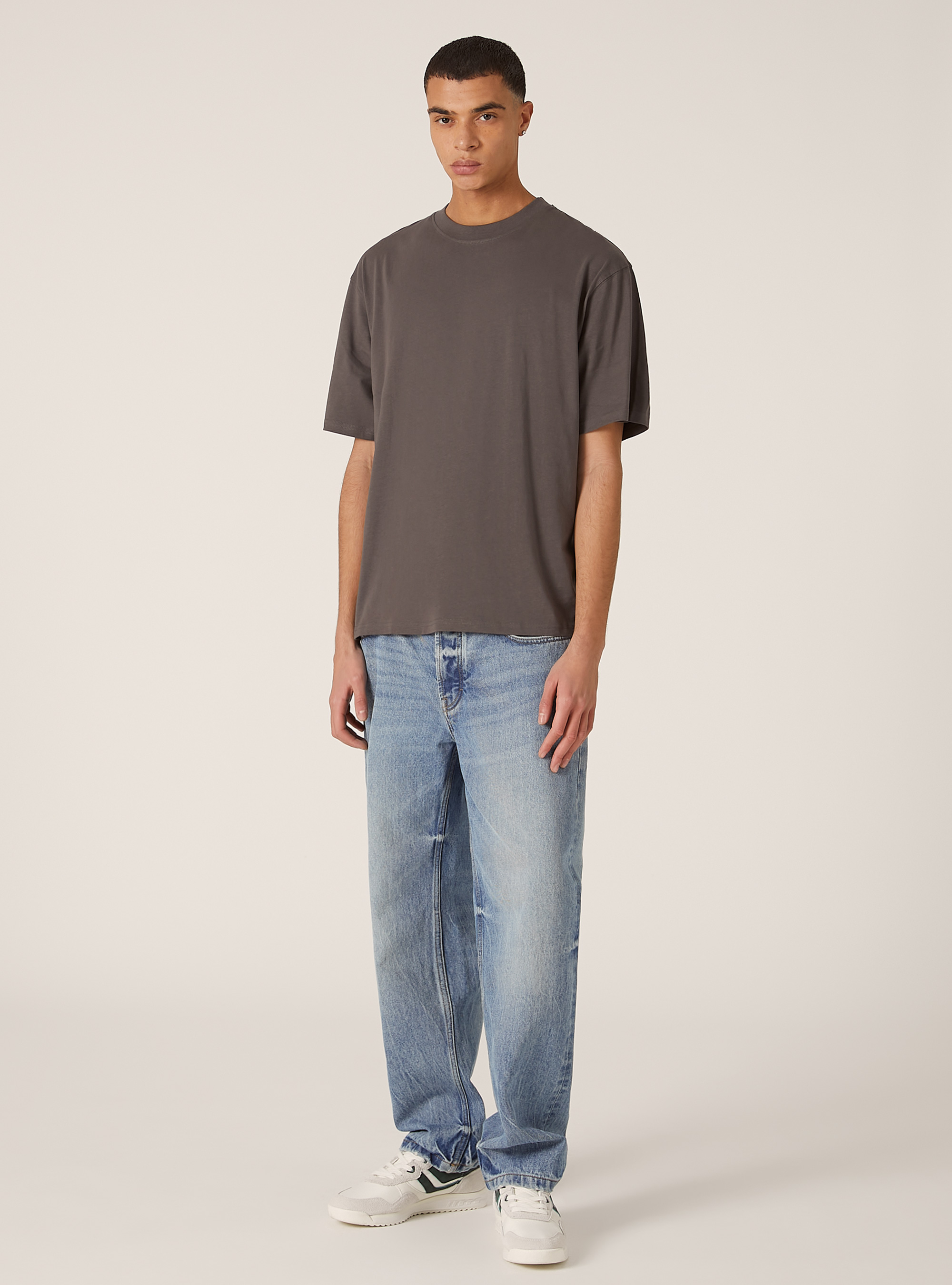 Boxy fit cotton T-shirt, GY1 GREY DARK