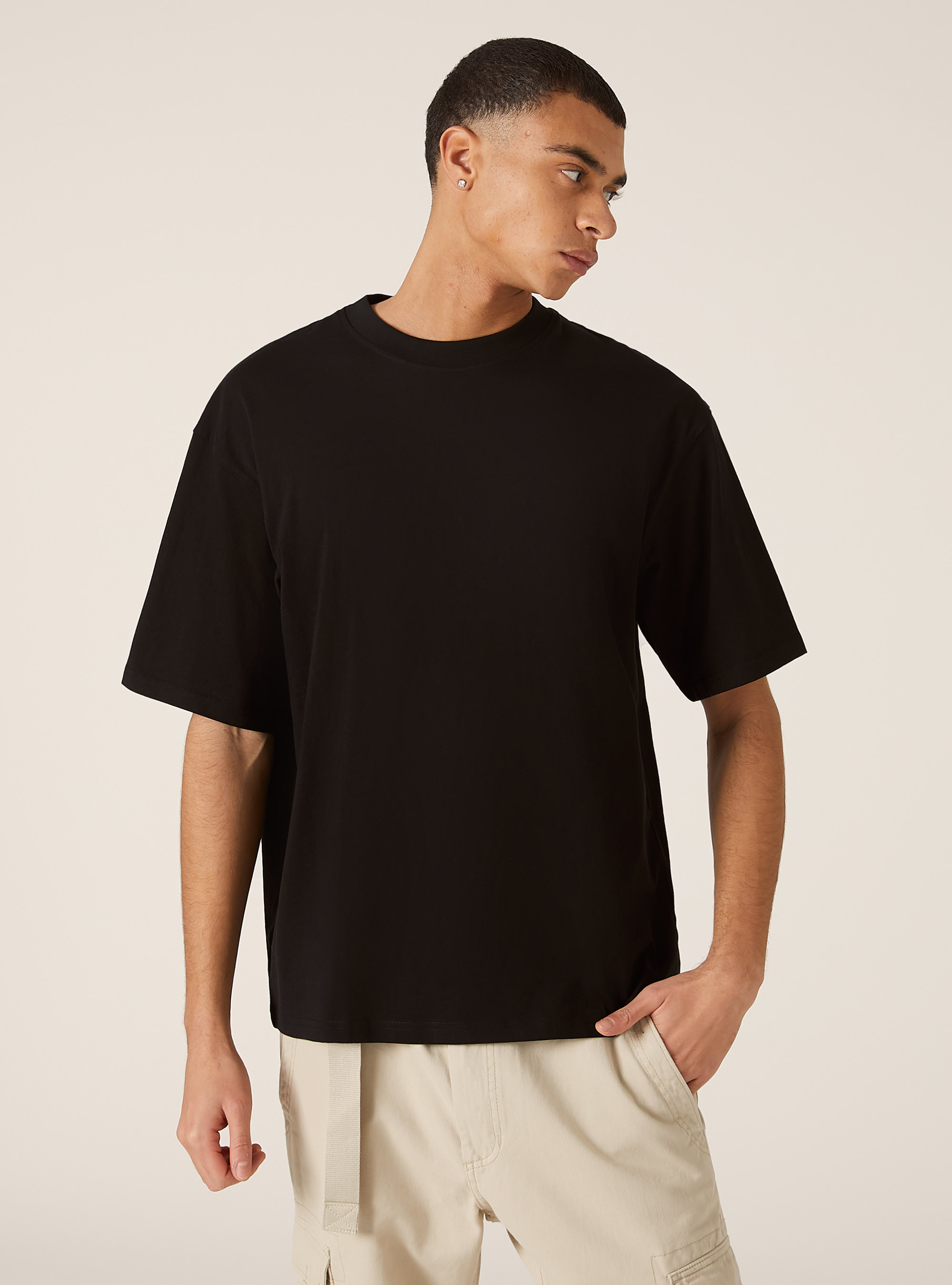 Boxy fit cotton T-shirt, BK1 BLACK