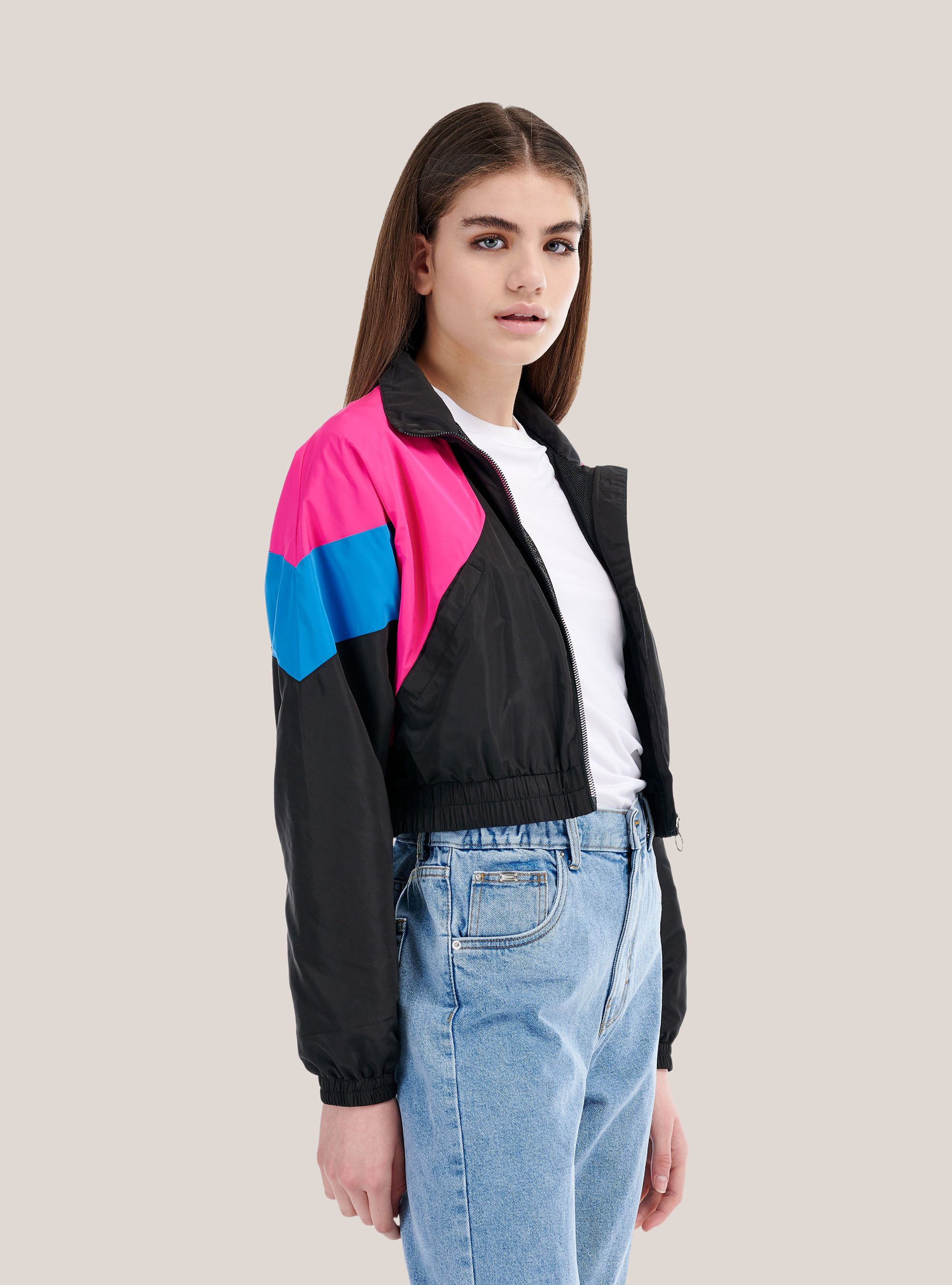 multicolor crop jacket