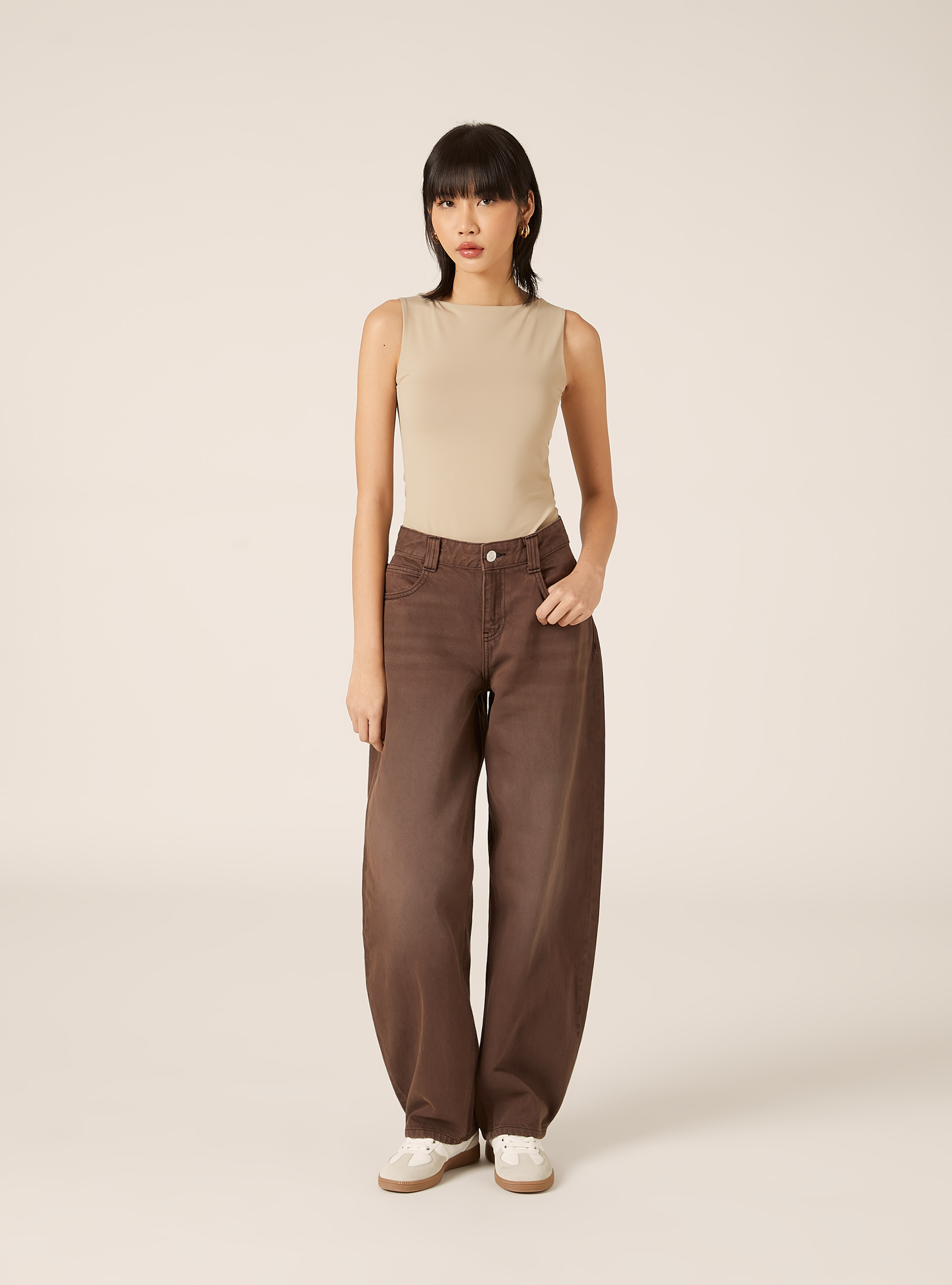 Body con scollo a barchetta, BG3 BEIGE LIGHT