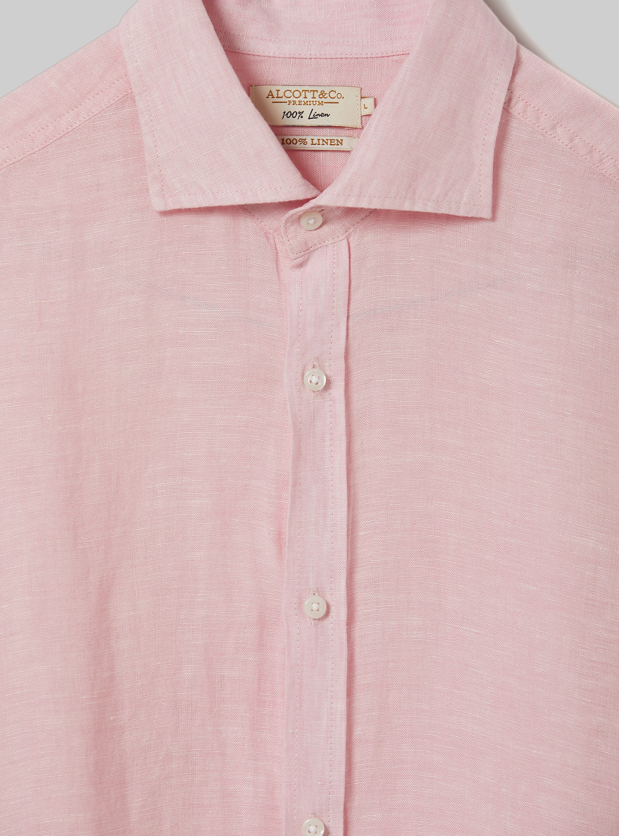 Camicia in puro lino a maniche lunghe, PK3 PINK LIGHT