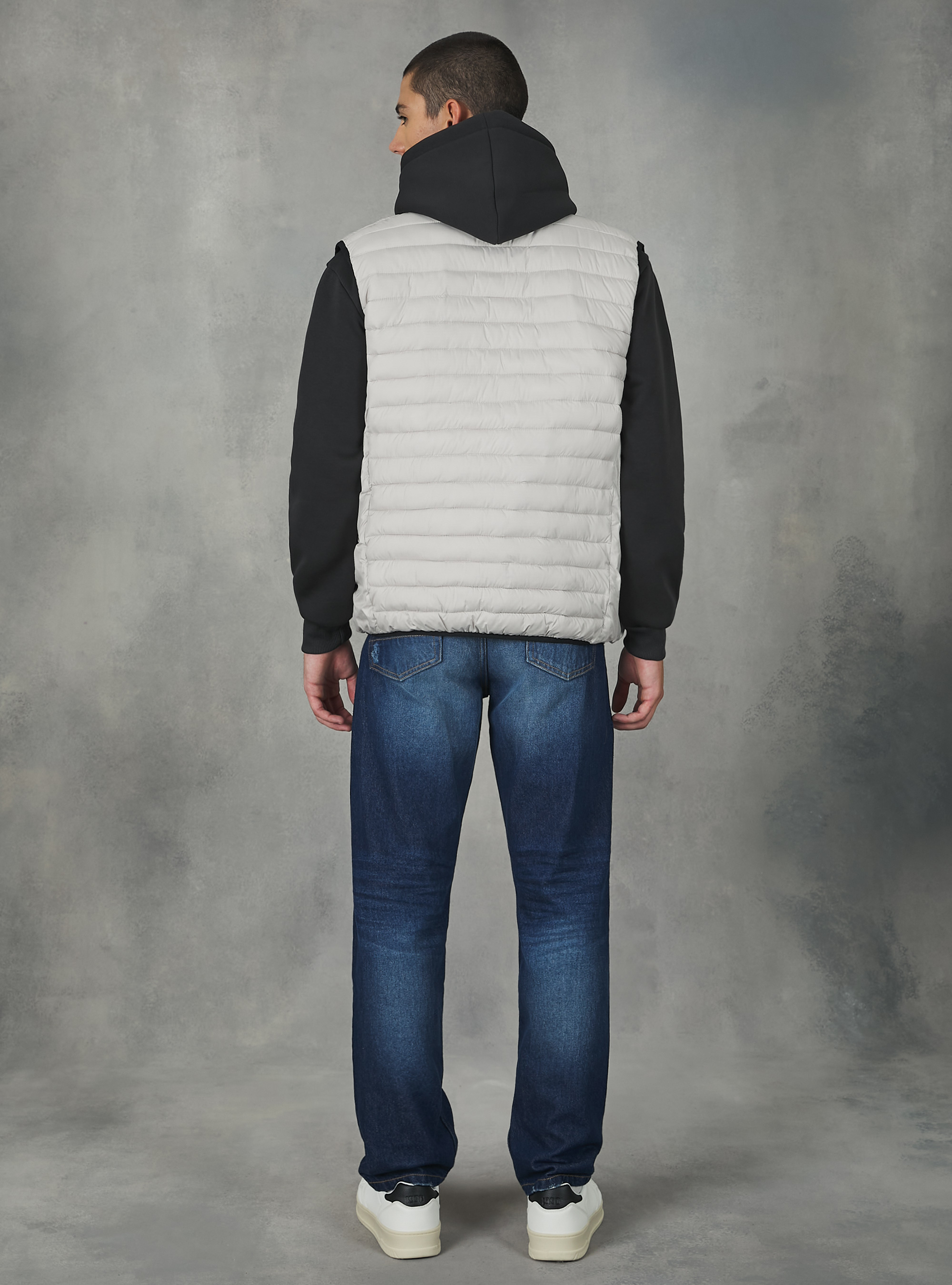 Padded sleeve jacket with contrasting zip, WH1 OFF WHITE