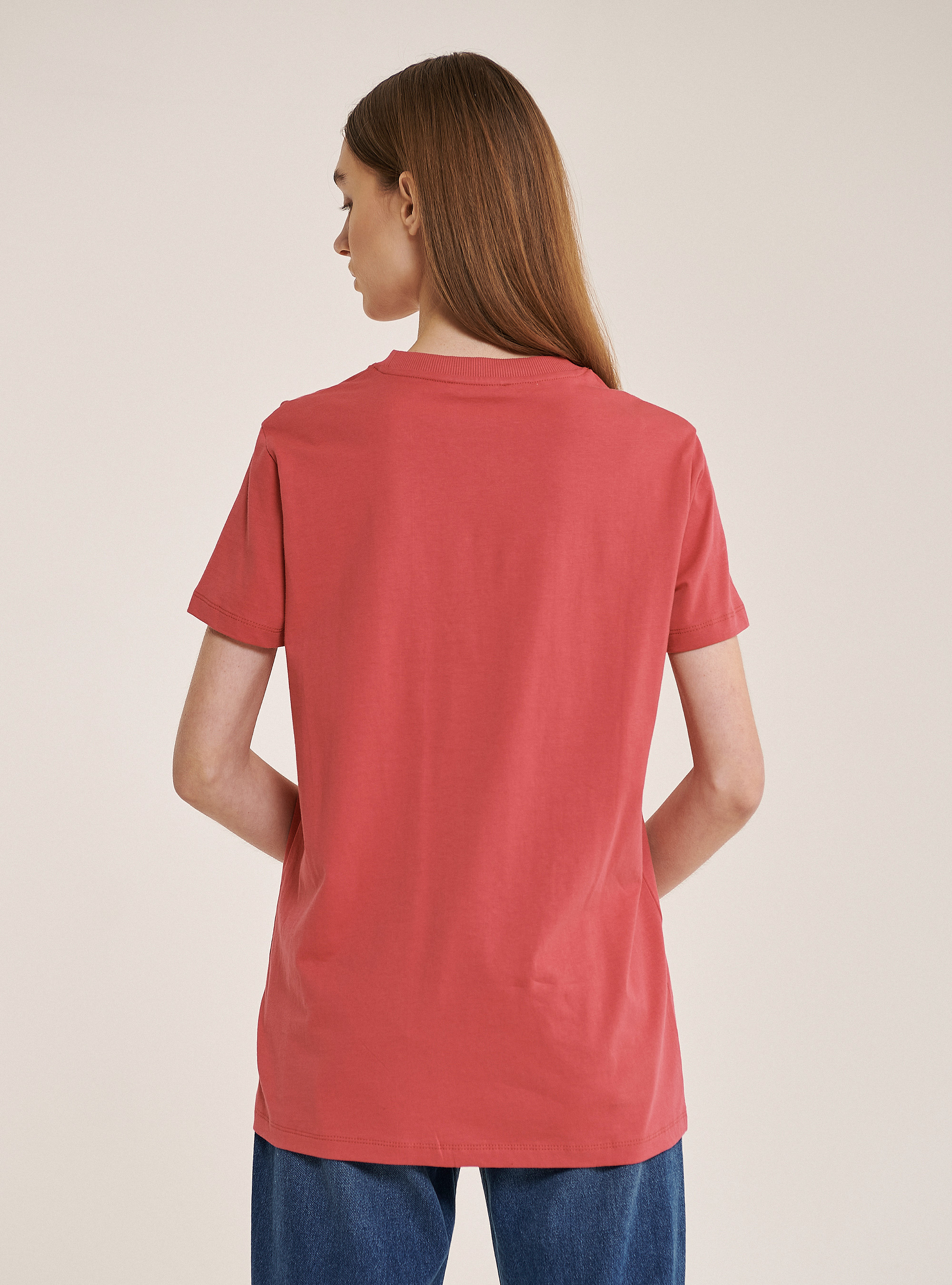 T-shirt en coton peign&eacute; uni essentiel, C4463 PINK