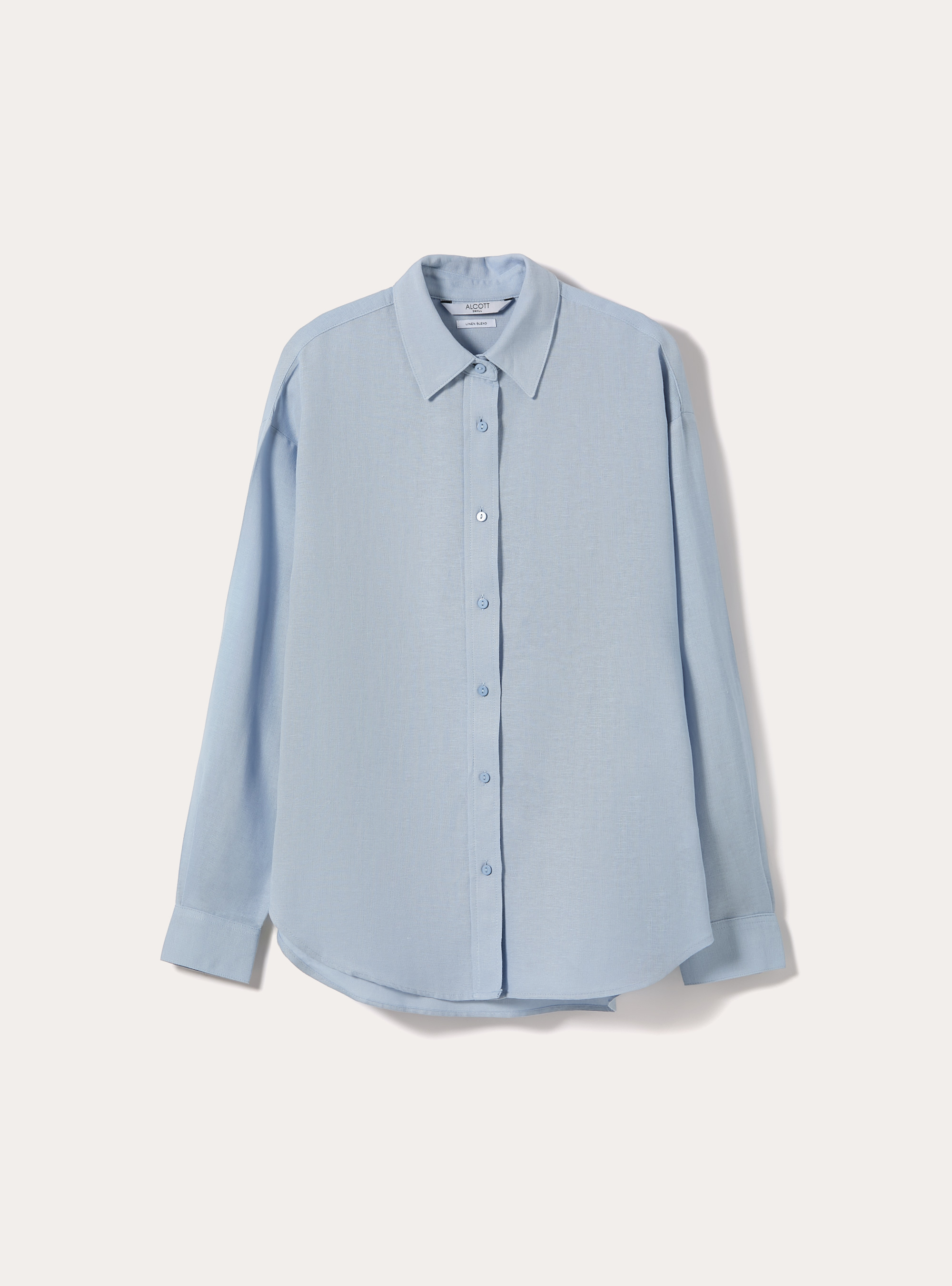 Camicia in misto lino tinta unita, AZ3 AZURE LIGHT