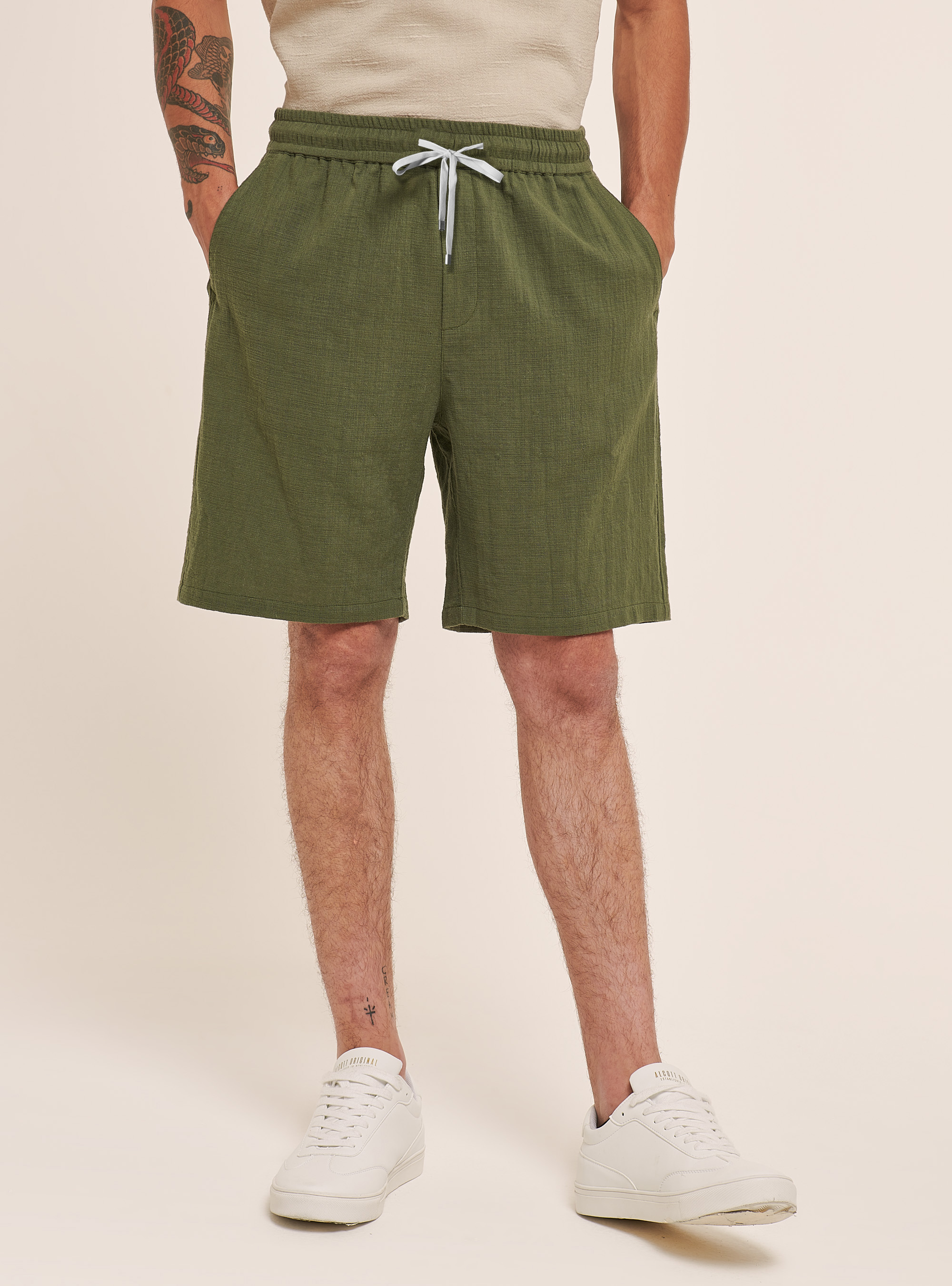Cotton Bermuda shorts with elasticated waistband, KY2 KAKY MEDIUM