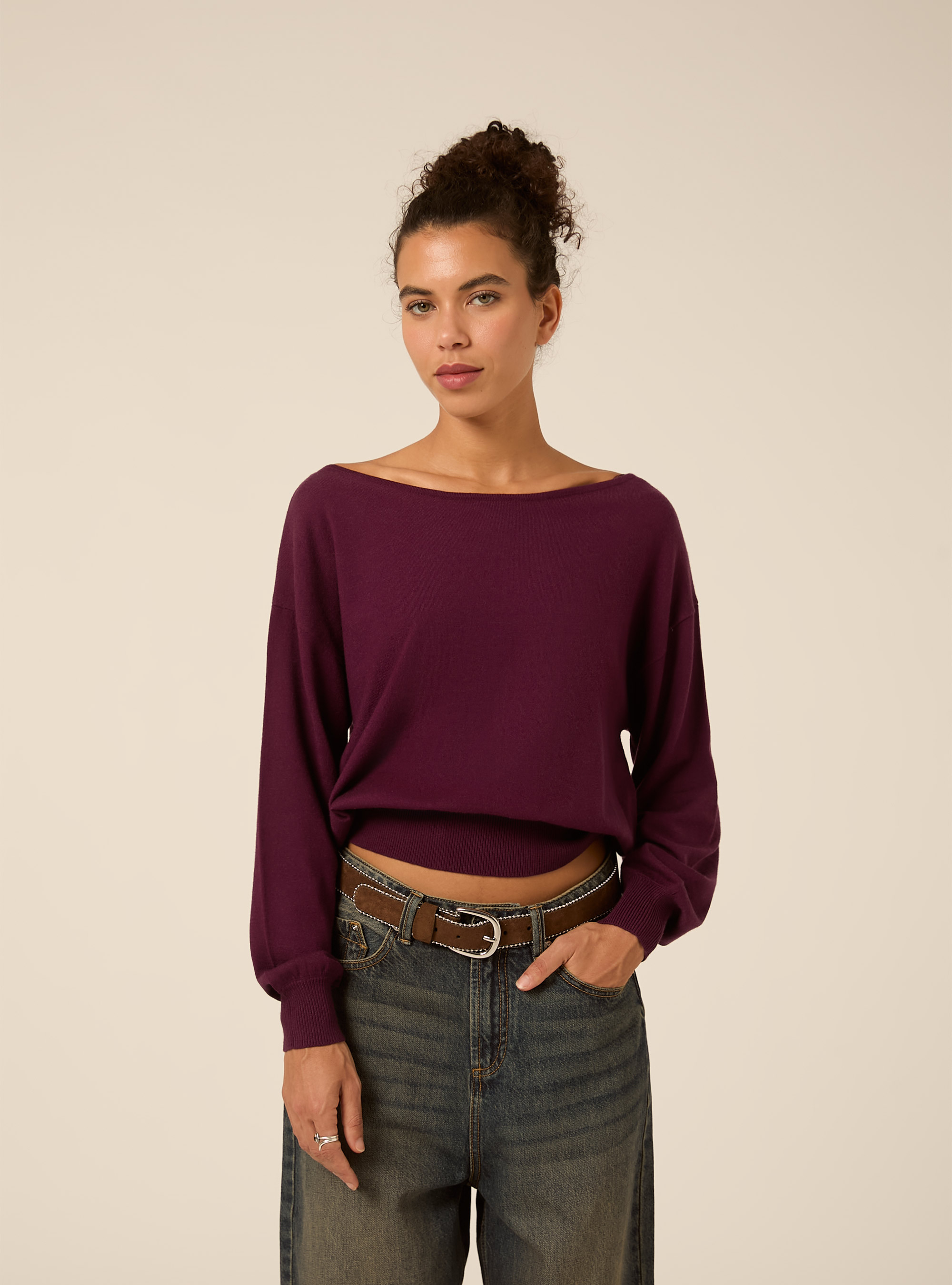 Maglia scollo a barca, VI1 VIOLET DARK