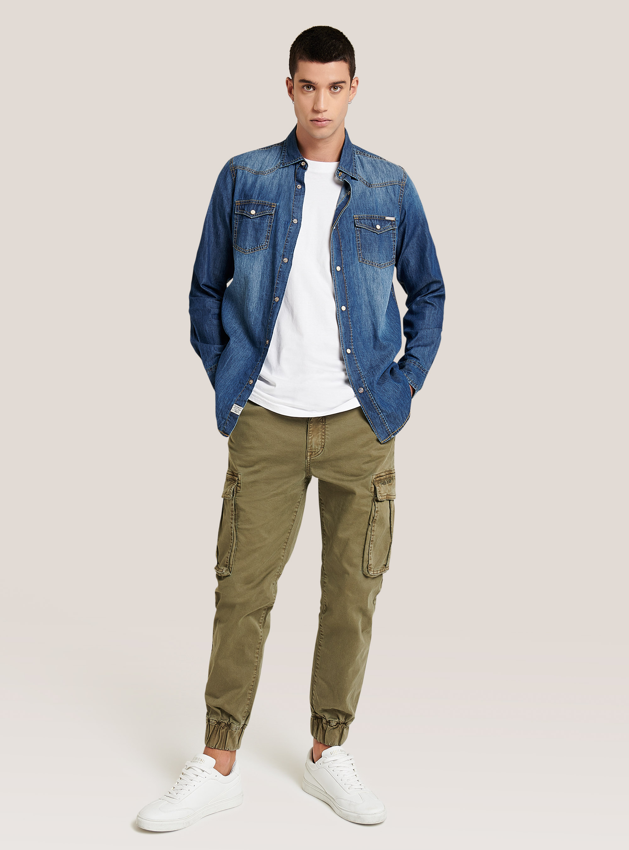 Camicia in denim, BLU MARINO