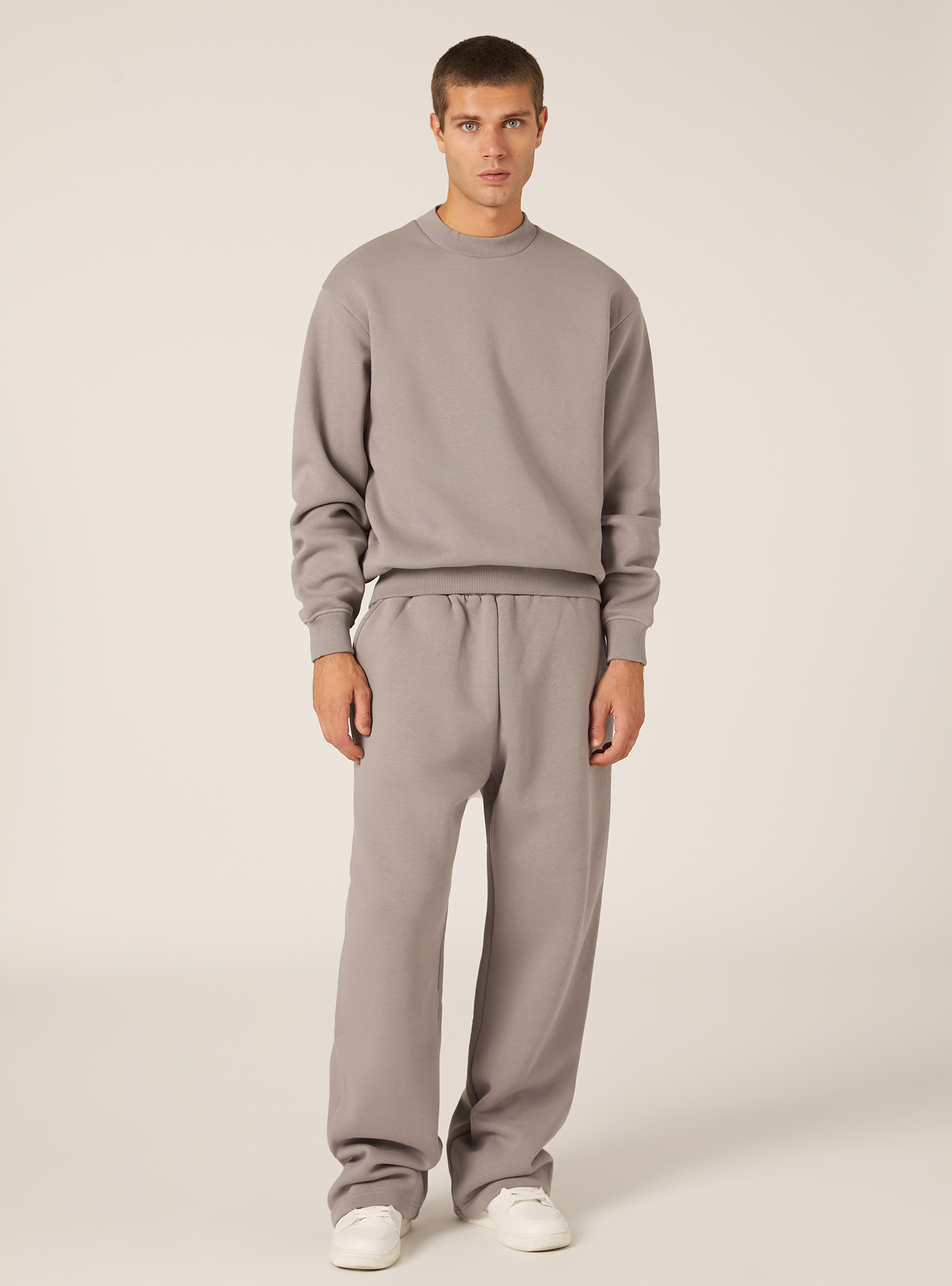 Boxy fit crew neck sweatshirt, GY2 GREY MEDIUM