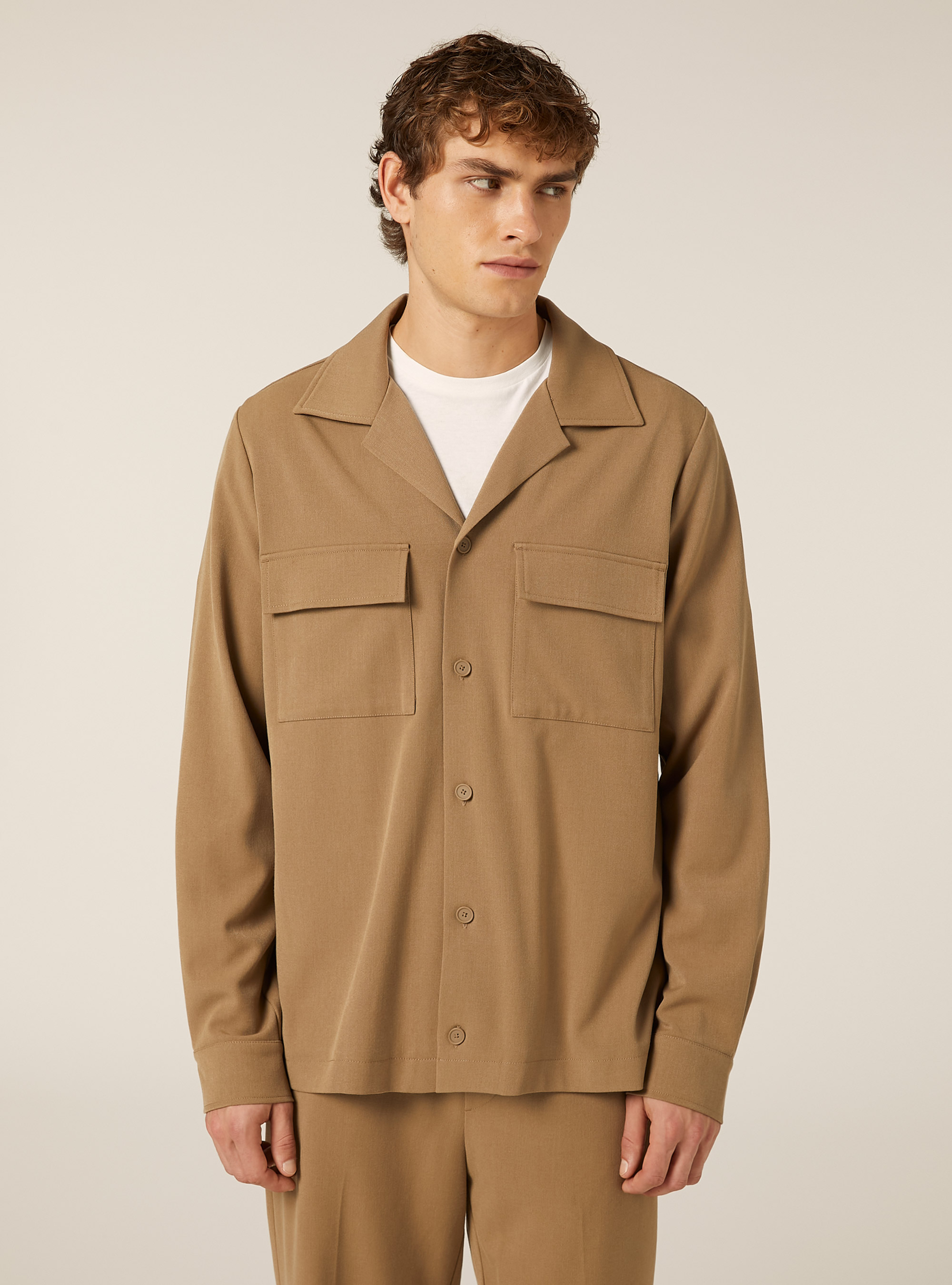 Twillhemd mit großen Taschen, TB1 TOBACCO DARK