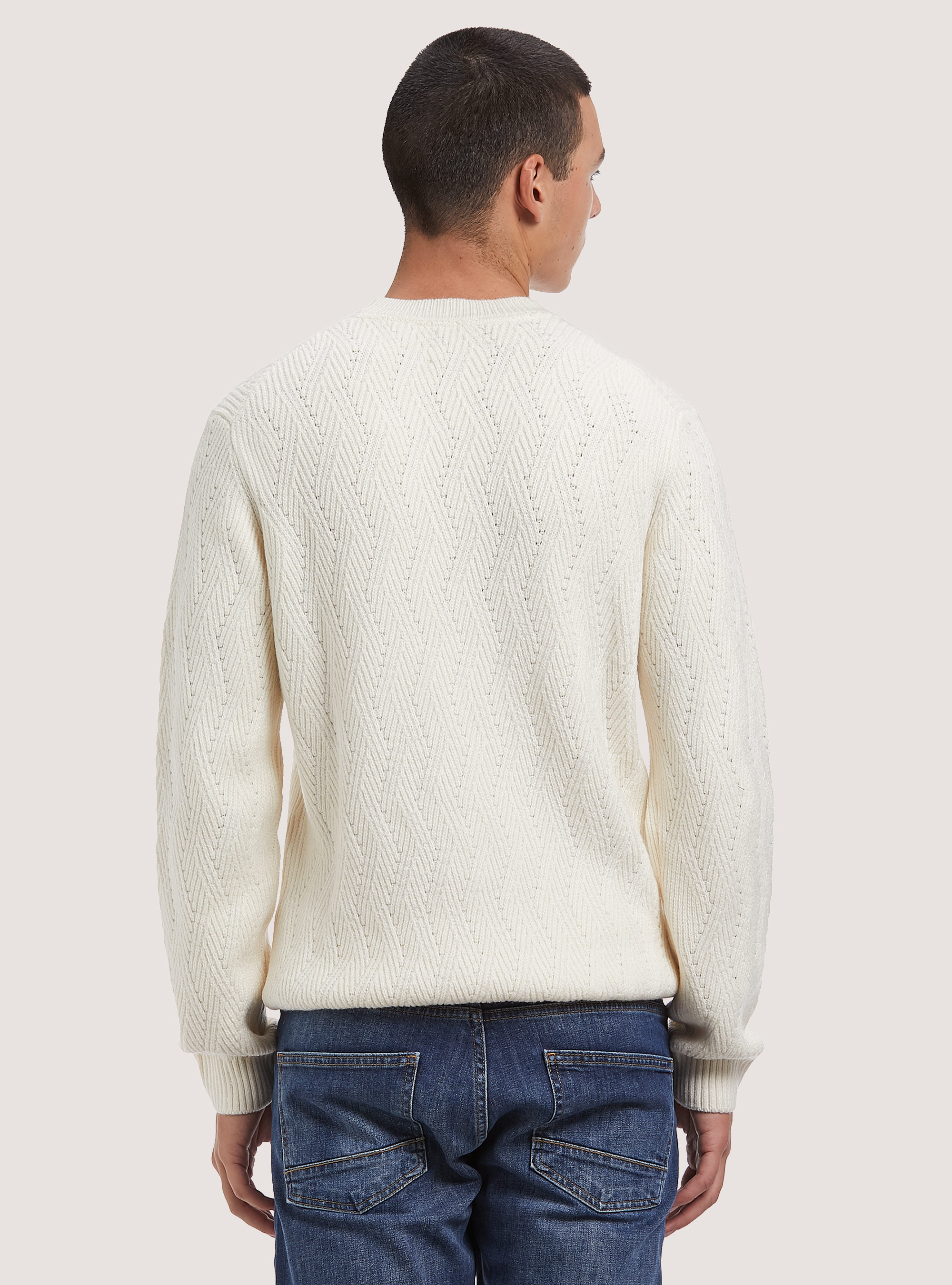 Soft pullover with geometric texture, WH2 WHITE